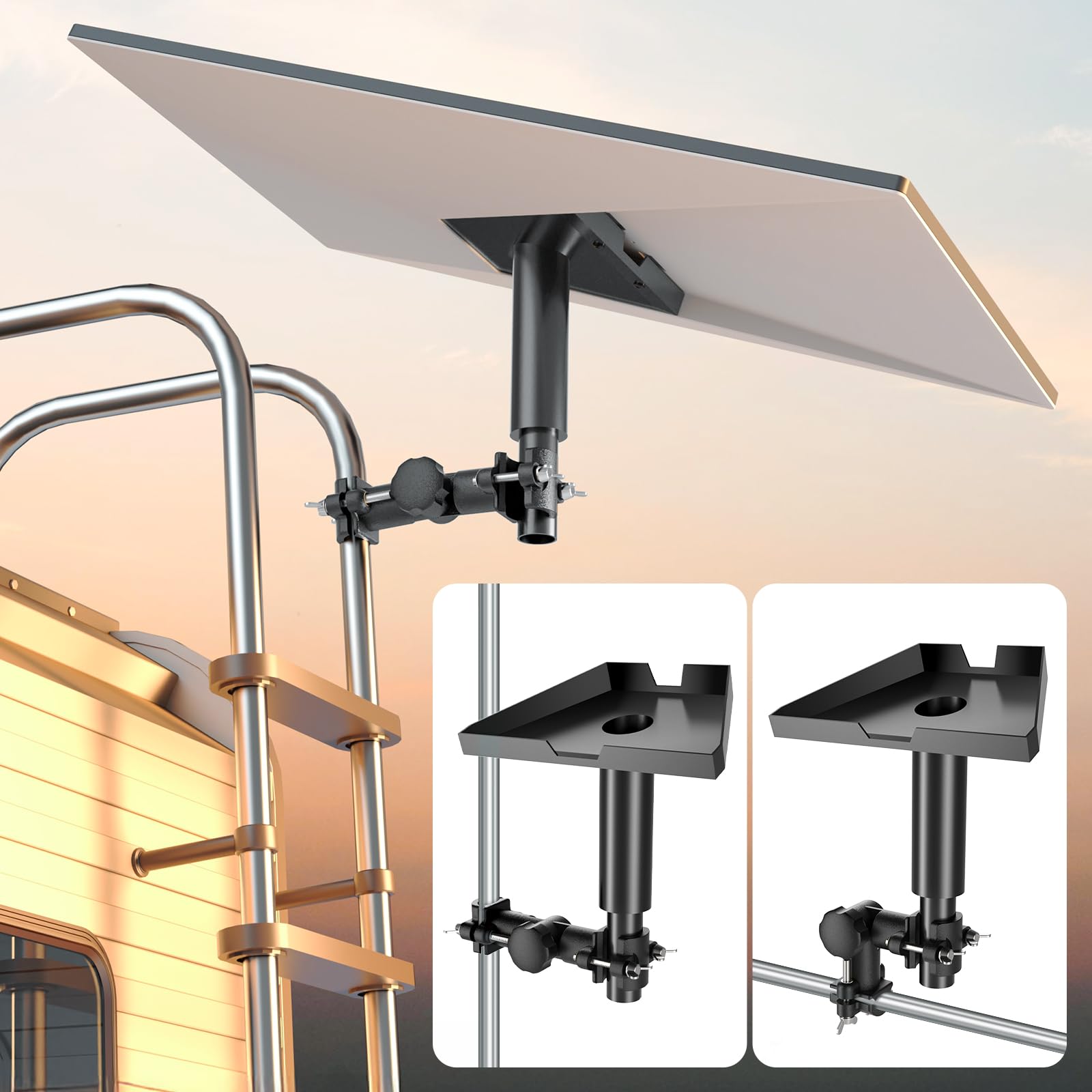 NiHome RV Mounting Kit for Starlink Gen 3, Adjustable 360 Rotating Pole Adapter with Length-Adjustable Pole for High-Speed Inter