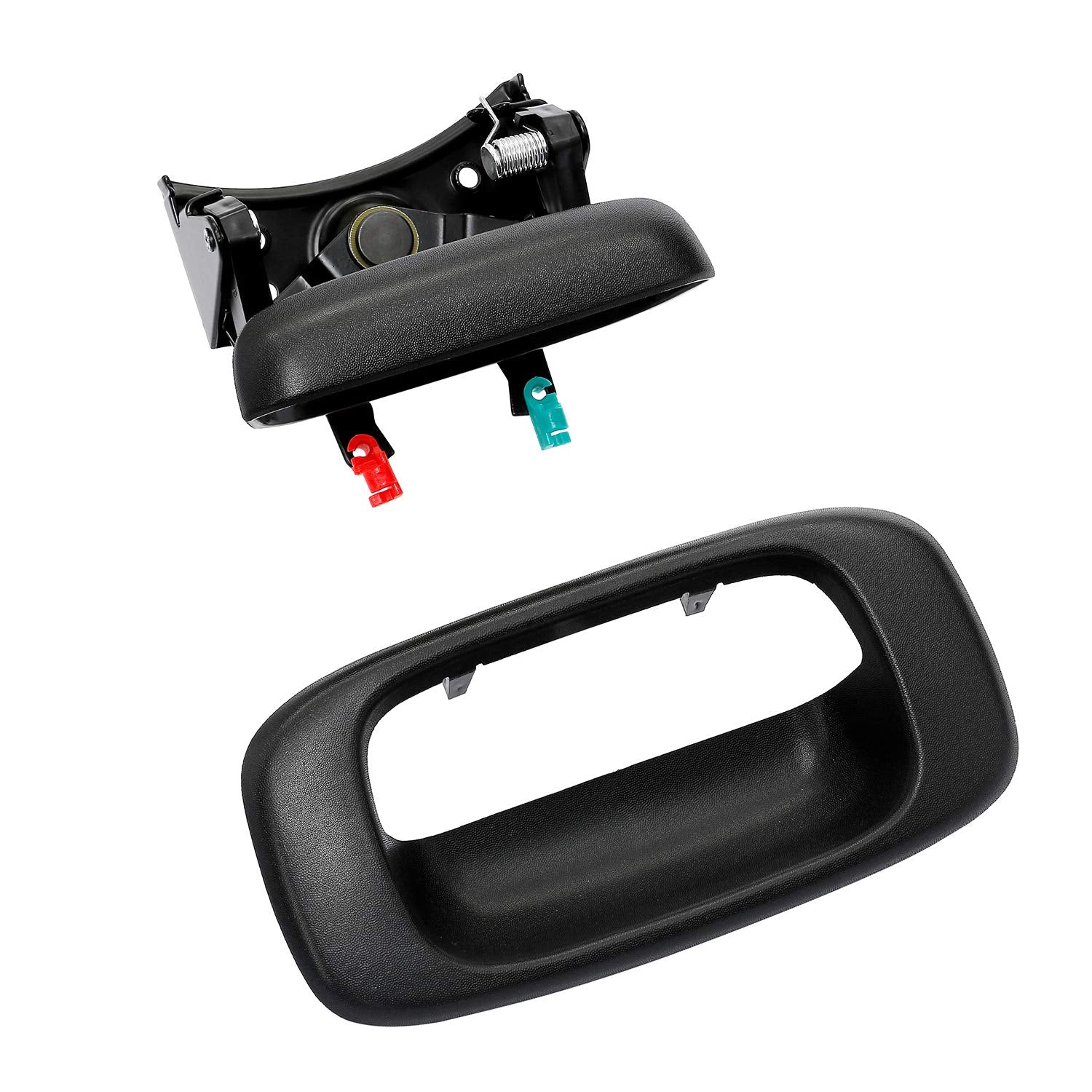 Gledewen Tailgate Handle Latch & Bezel Trim for 1999-2007 Chevy Silverado/GMC Sierra, Black, Plastic, Model GW-QMBS16