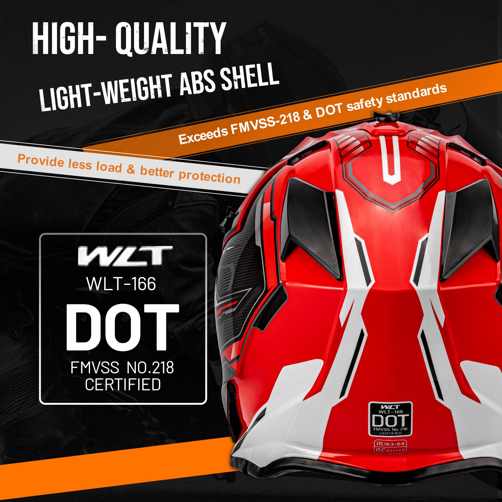 Oumurs Adult Dirt Bike Helmet ATV with Goggles, Gloves & Mask, XL, Red Black, ABS Plastics, DOT/FMVSS-218, Off-Road Motocross
