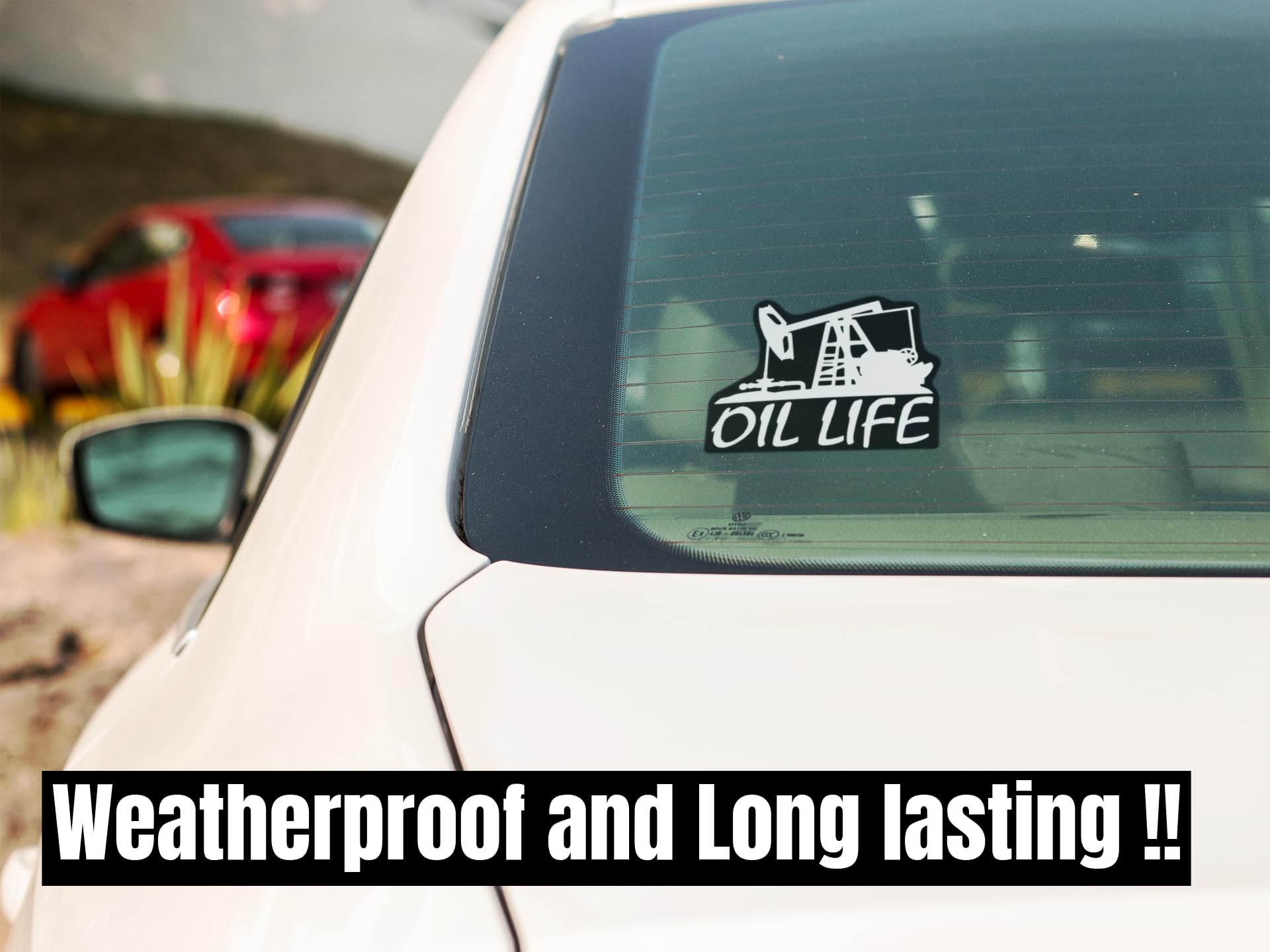KCD Oil Life Rig Vinyl Decal Sticker - 5.5 Inch, White with Black Background for Cars, Trucks, Vans, Windows, and Laptops