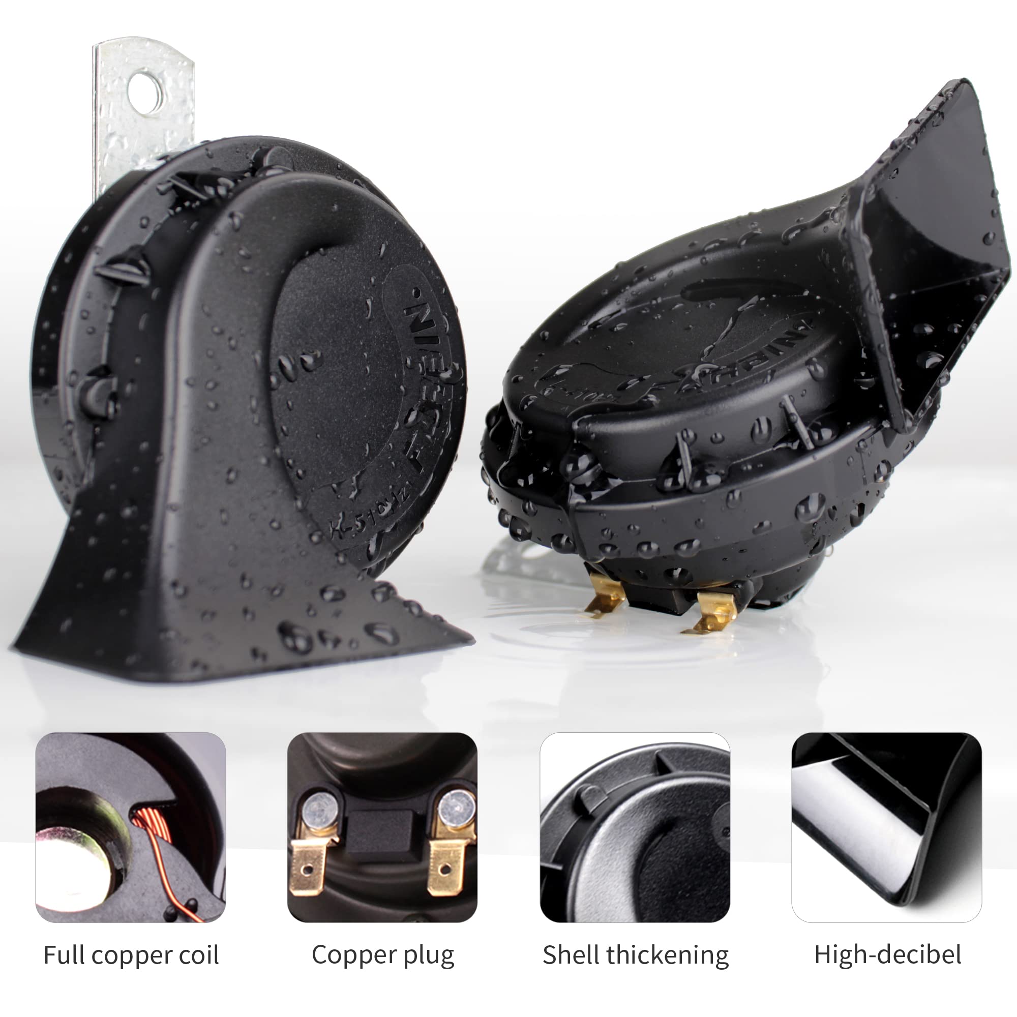 Farbin Horns Truck Horn 24V Car Horn Loud Dual-Tone Train Horn Waterproof Electric Snail Horn Kit Universal For Any 24V Vehicles