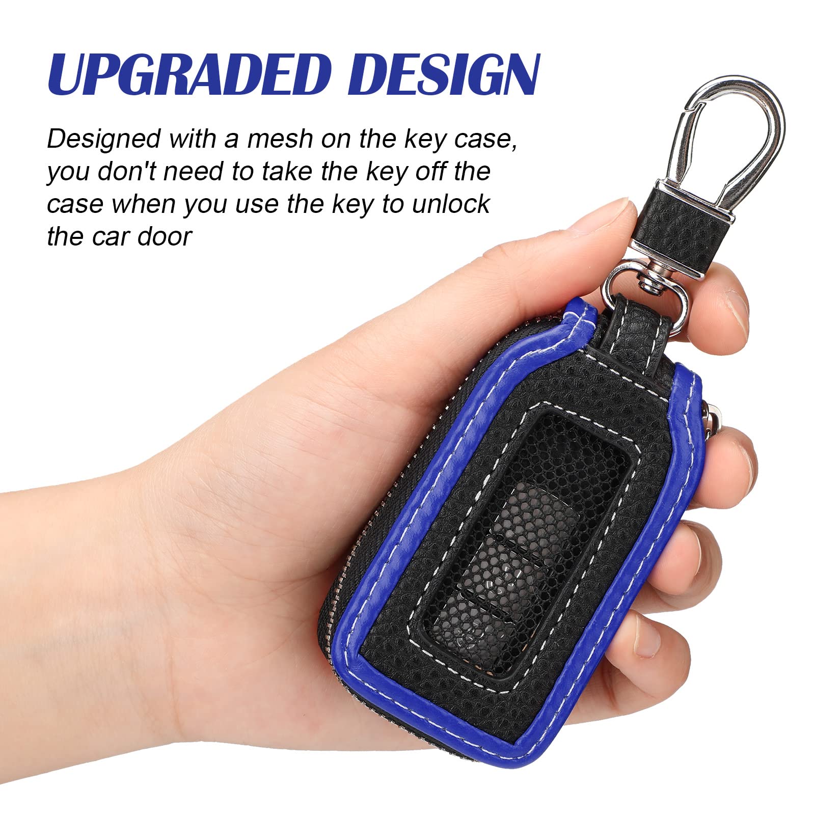 Frienda 2 Pieces Leather Car Key Chain Case Holder Auto Key Fob Holder Smart Protector Cover (Blue)