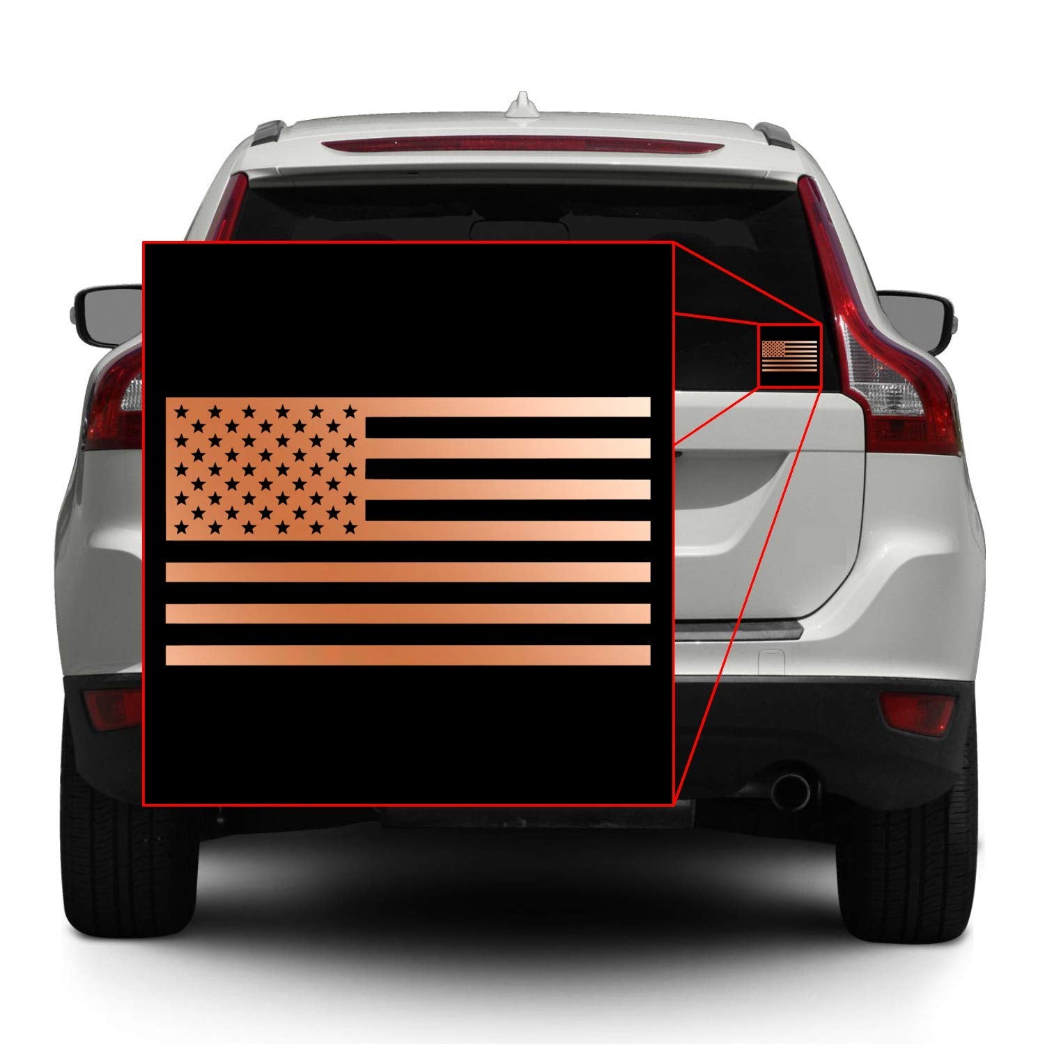 American Us Flag [Pick Color/Size] Vinyl Decal Sticker For Laptop/Car/Truck/Window/Bumper (7.5In X 4.2In [3-Pack], Metallic Copp