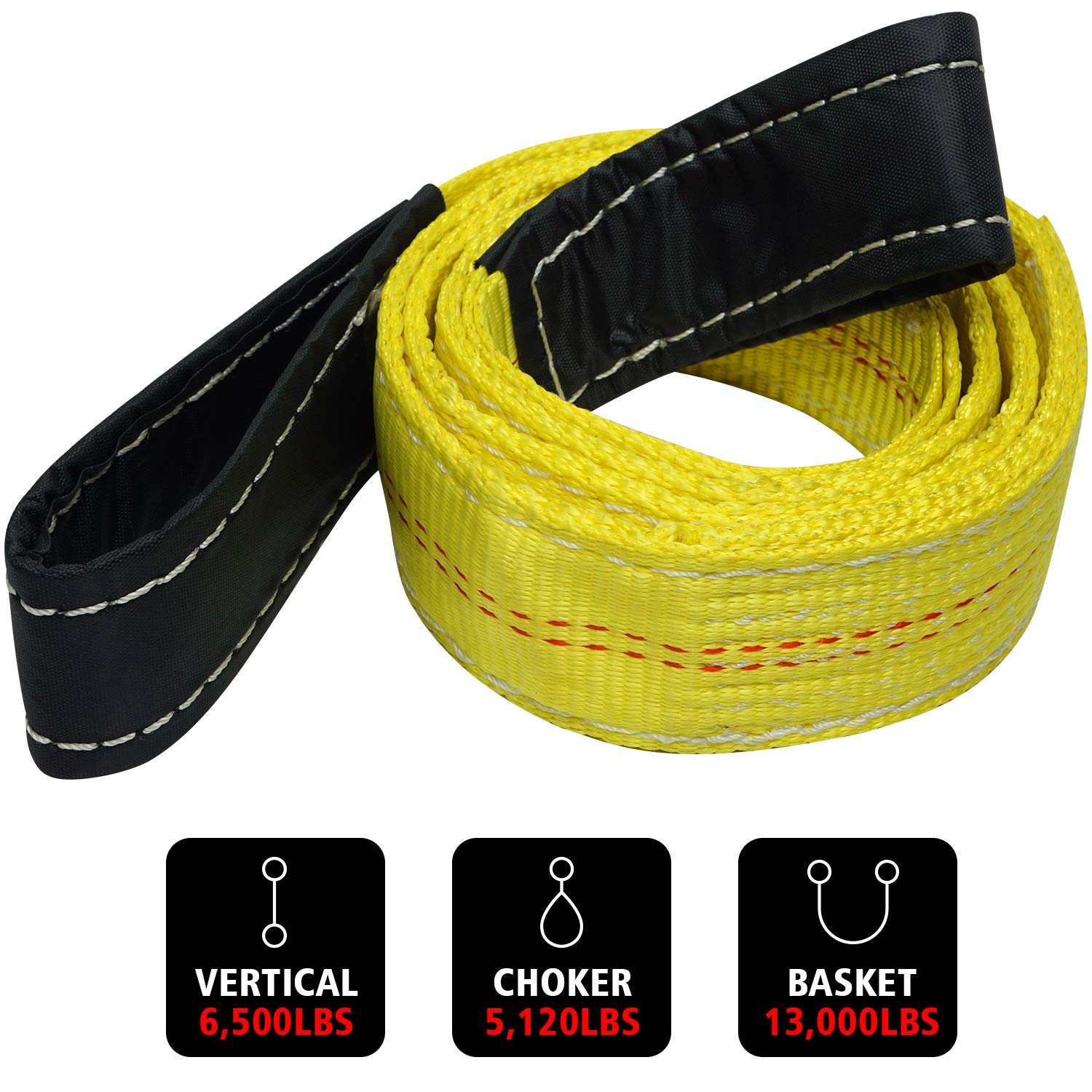 Lift Sling Webbing Straps Robbor 2 inch 7 Foot Tree Saver Winch Straps 13,000 Lbs Lift Sling w/Reinforced Eyes Heavy Duty Recove