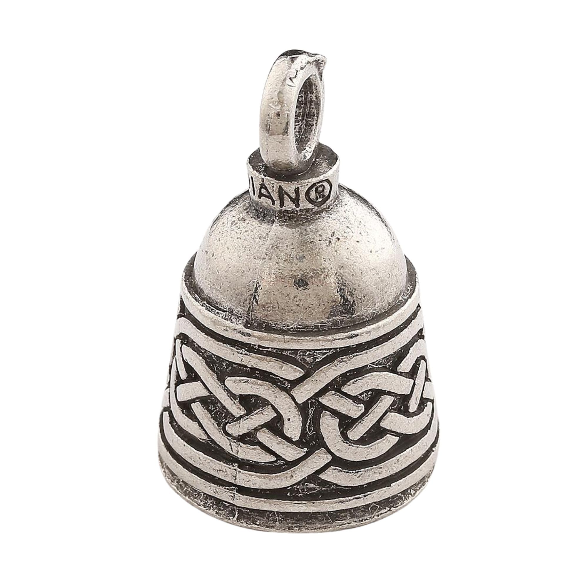 Guardian Bell Celtic Weave Good Luck Bell W/Keyring & Black Velvet Gift Bag | Motorcycle Bell | Lead-Free Pewter | Made In Usa