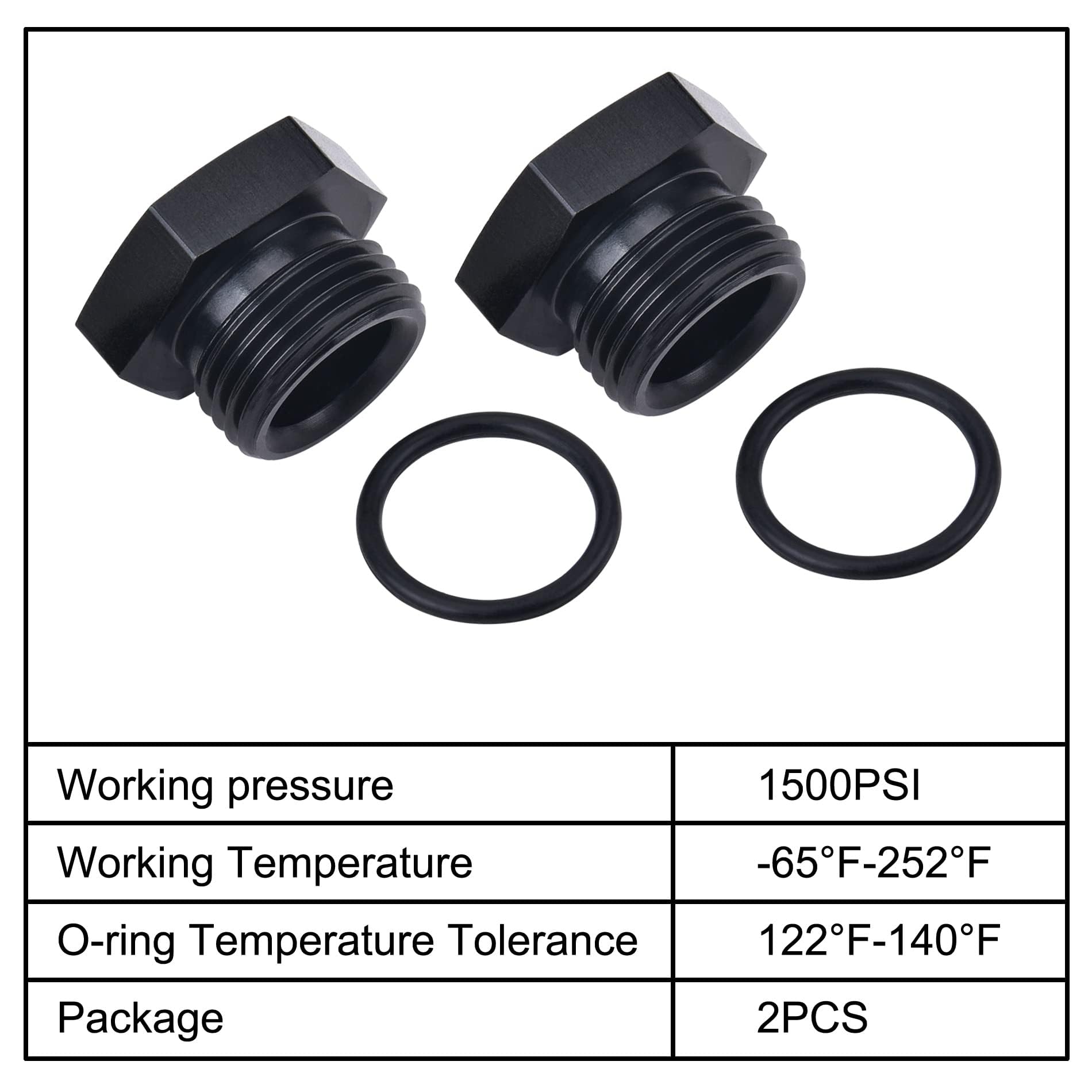 Evil Energy 3An Block Off Cap Orb Plug Fitting Adapter Male Aluminum 2Pcs