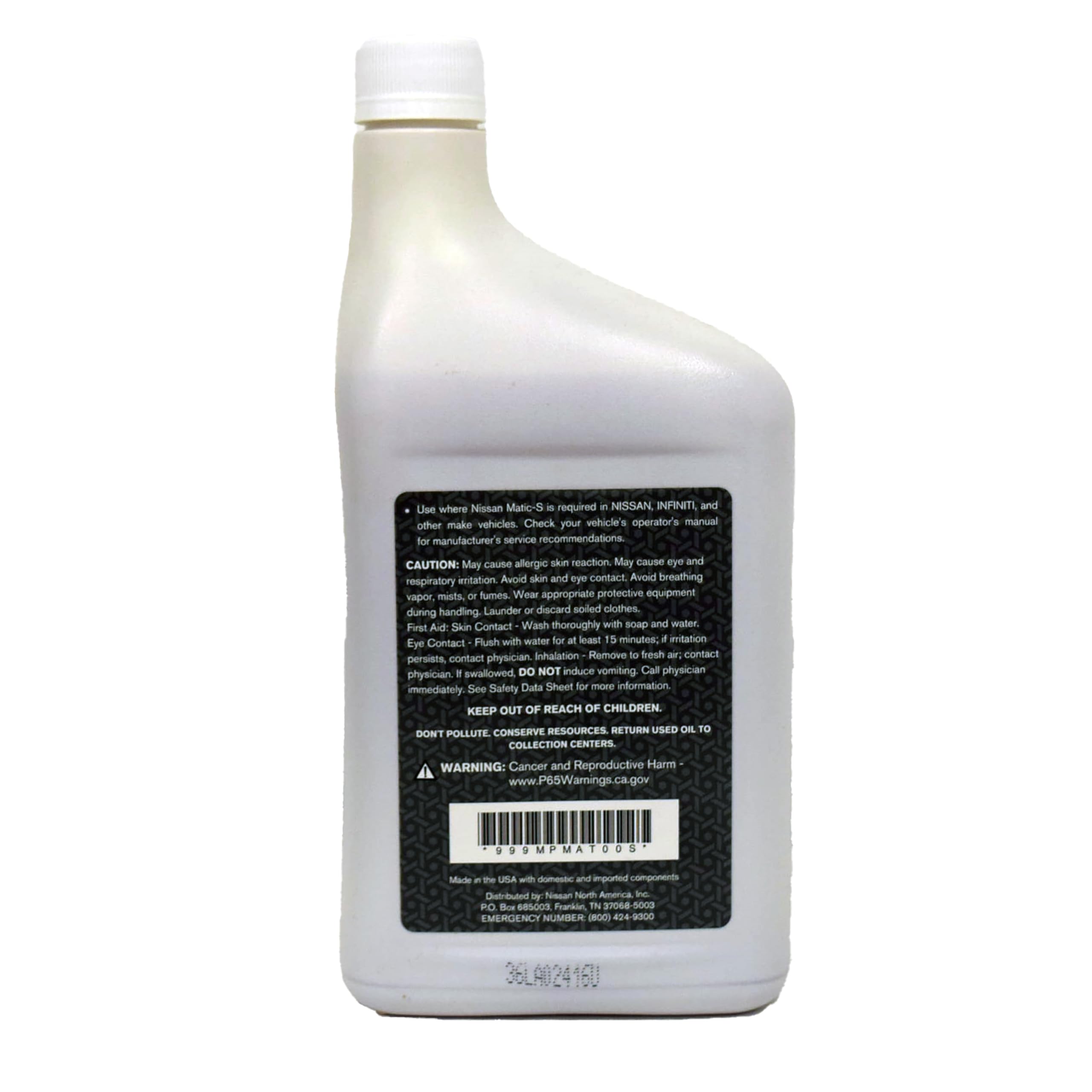 Nissan OEM Matic-S Transmission Fluid 5 Quarts - Model 999MP-MTS00P