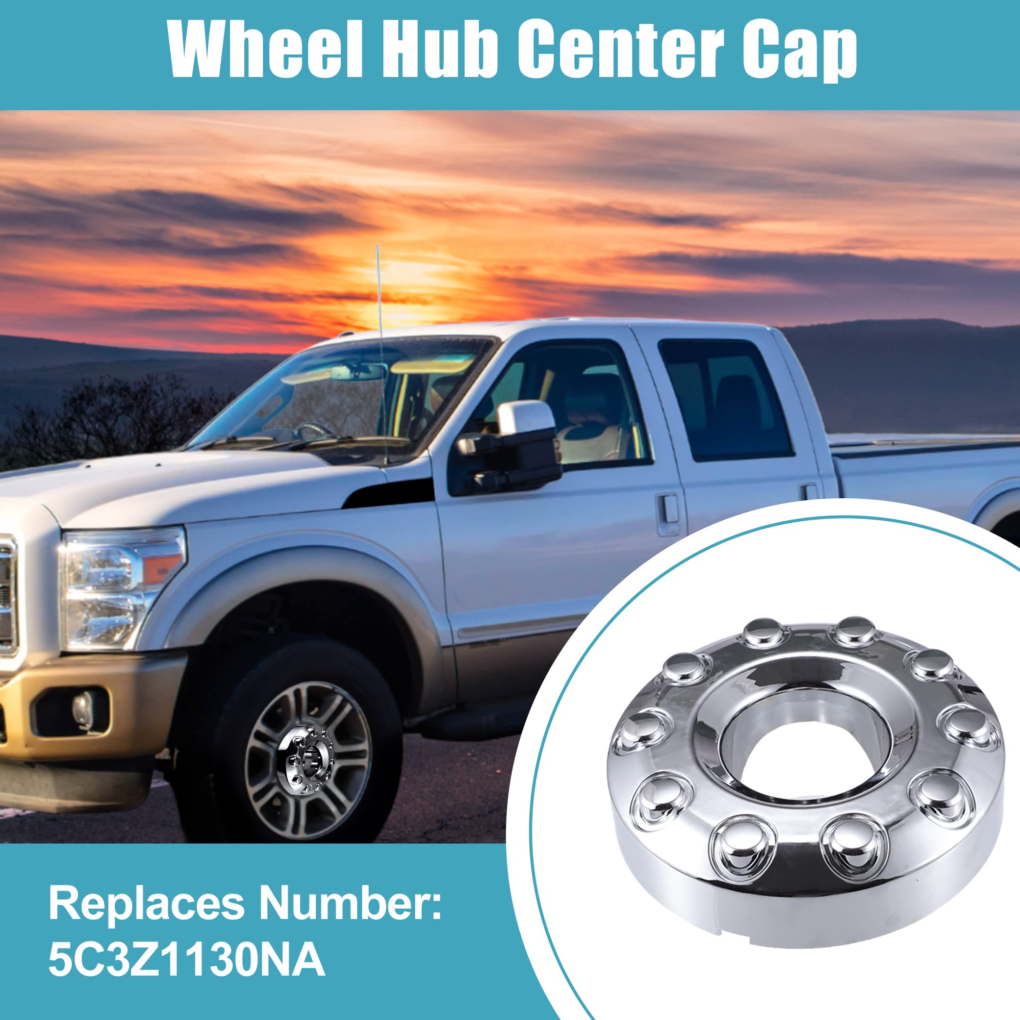 X AUTOHAUX Chrome Wheel Center Hub Cap Cover for Ford F450/F350 2011-2016, 4.06"x11.02", Silver Tone, Plastic, Front Wheels Only