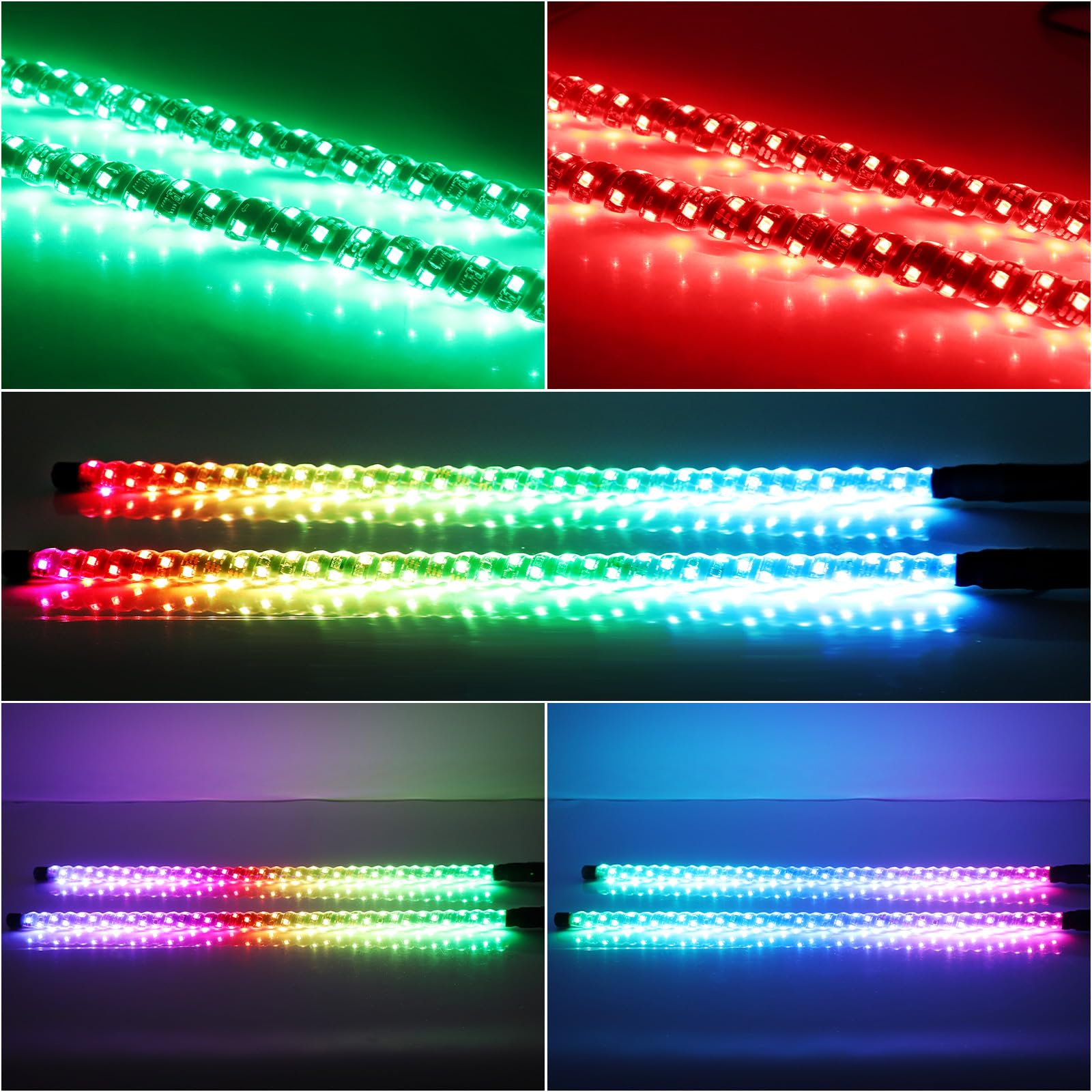 Beatto 5Ft(1.5M) Rf Remote Control Rgb Led Whips Light With Dacning/Chasing Light Led Antenna Light For Off- Road Vehicle Atv Ut