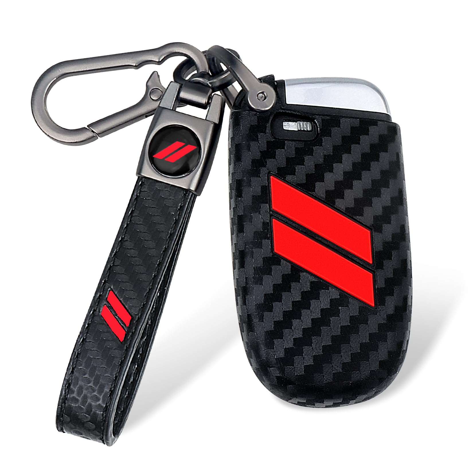 MILD EAST for Dodge Key Fob Cover with Double Slash Keychain, Car Key Cover Compatible with Dodge Charger Challenger Cherokee Da
