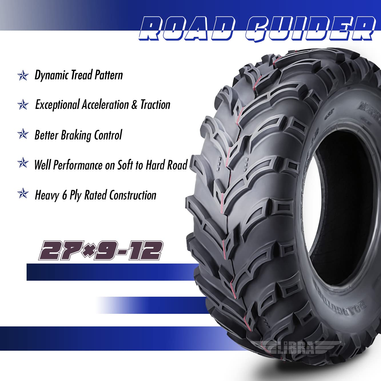 Roadguider Set Of 2 New Atv Utv Tires 27X9-12 27X9X12 6Pr