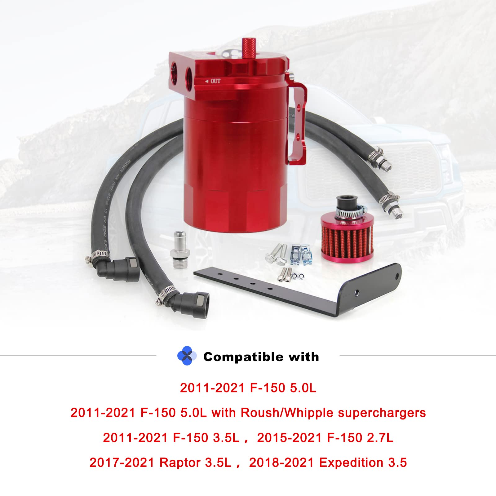 Ryanstar Oil Catch Can Oil Separator Reservoir Tank With Filter Compatible With 2011-2021 F150 2.7Eb 3.5Eb 5.0L Passenger Side,R