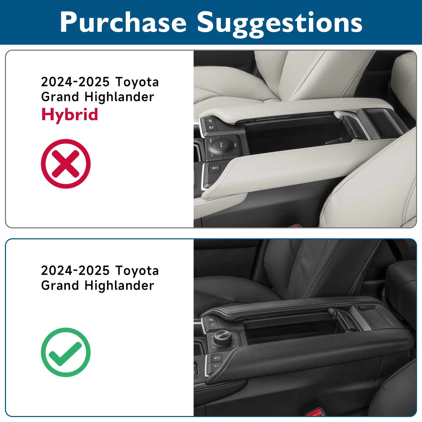 BILOPER Center Console Organizer for Toyota Grand Highlander 2024-2025 Accessories Storage Box Armrest Secondary Insert Tray wit