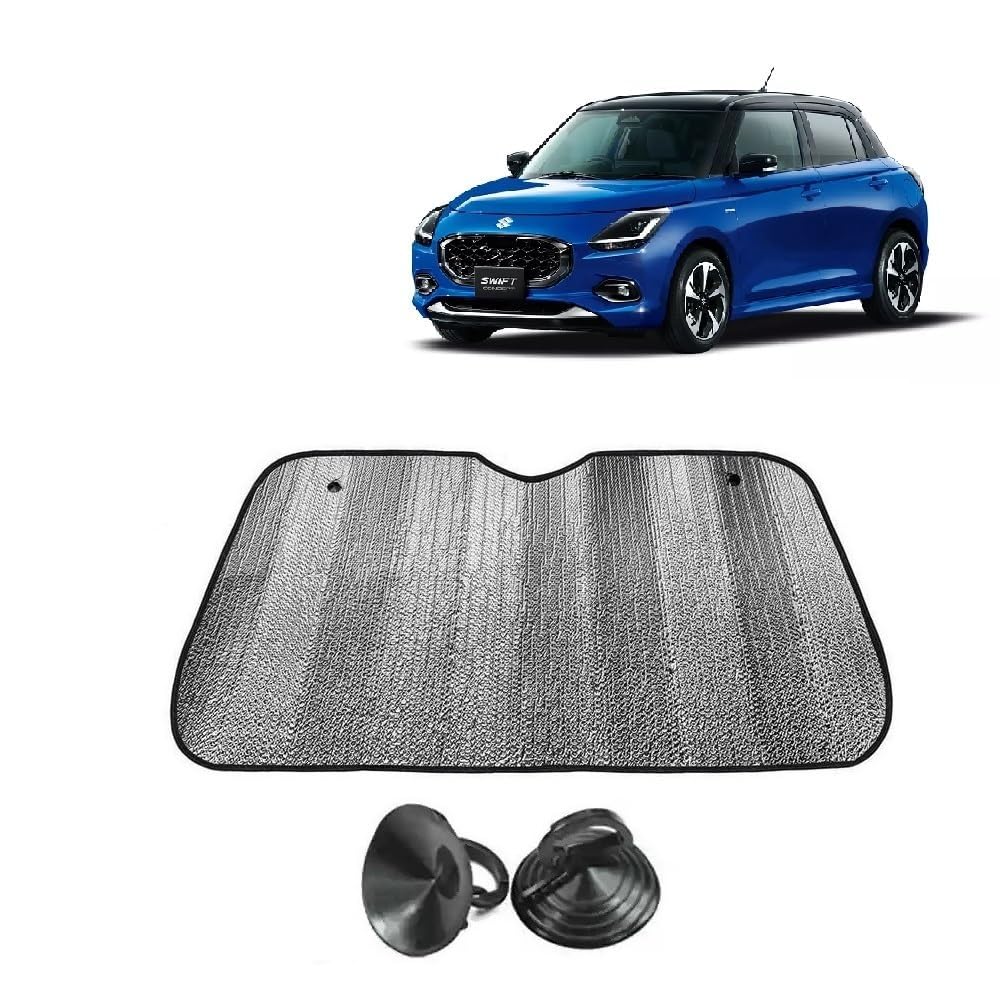 Car Windshield Sun Shade UV Rays Protector Silver Sunshade Solar Reflective suitable for Maruti Suzuki Swift 2024 onward