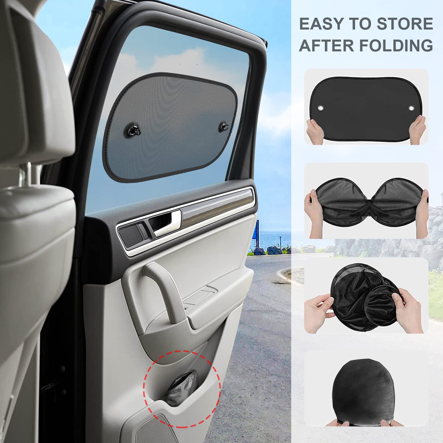 Diza100 Car Sun Shade, 4 Pack Car Window Shade For Baby Universal Sunshade For Side Window 20 ' 'X12 ' '/17.3 ' 'X14 ' ' Sun Gla