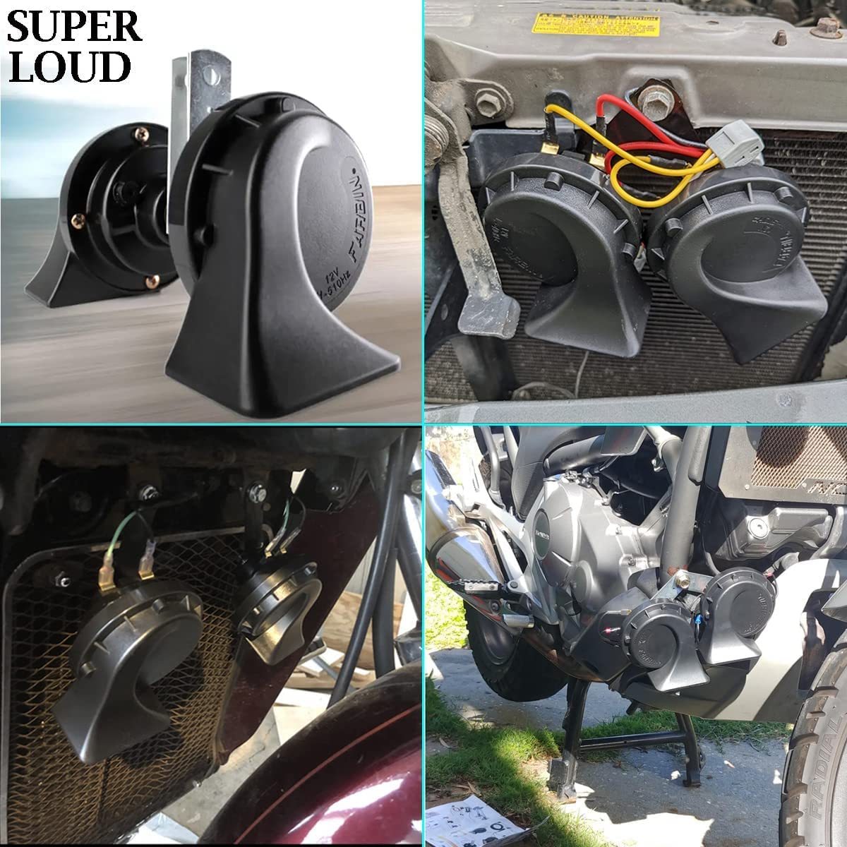 Car Horn, Banhao Motorcycle Horn Loud Truck Train Horns 12V 125Db, Waterproof High Low Tone, Universal Fit, Super Loud For Comme