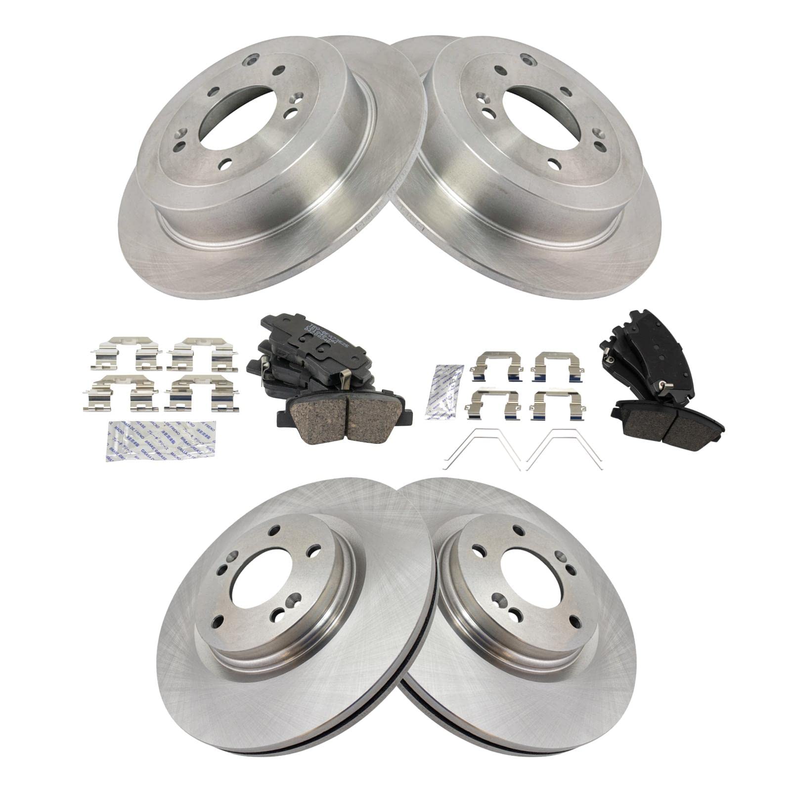 Trq Front And Rear Brake Pad & Rotor Kit Brake Pads Brake Rotor Ceramic Compatible With 2016-2021 Hyundai Tucson 2017-2021 Kia S