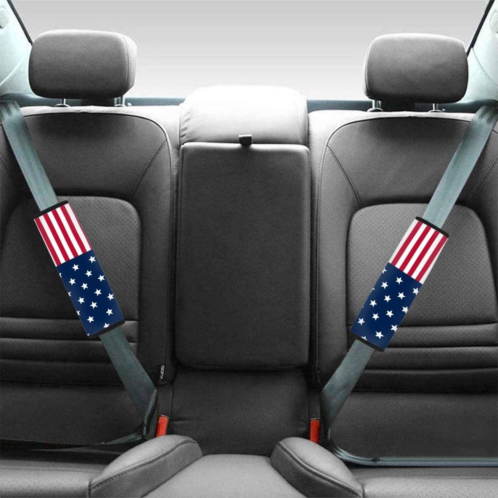FUIALDOLG USA Flag Car Seat Belt Cover Pads - Super Soft Cushions, Pack of 2