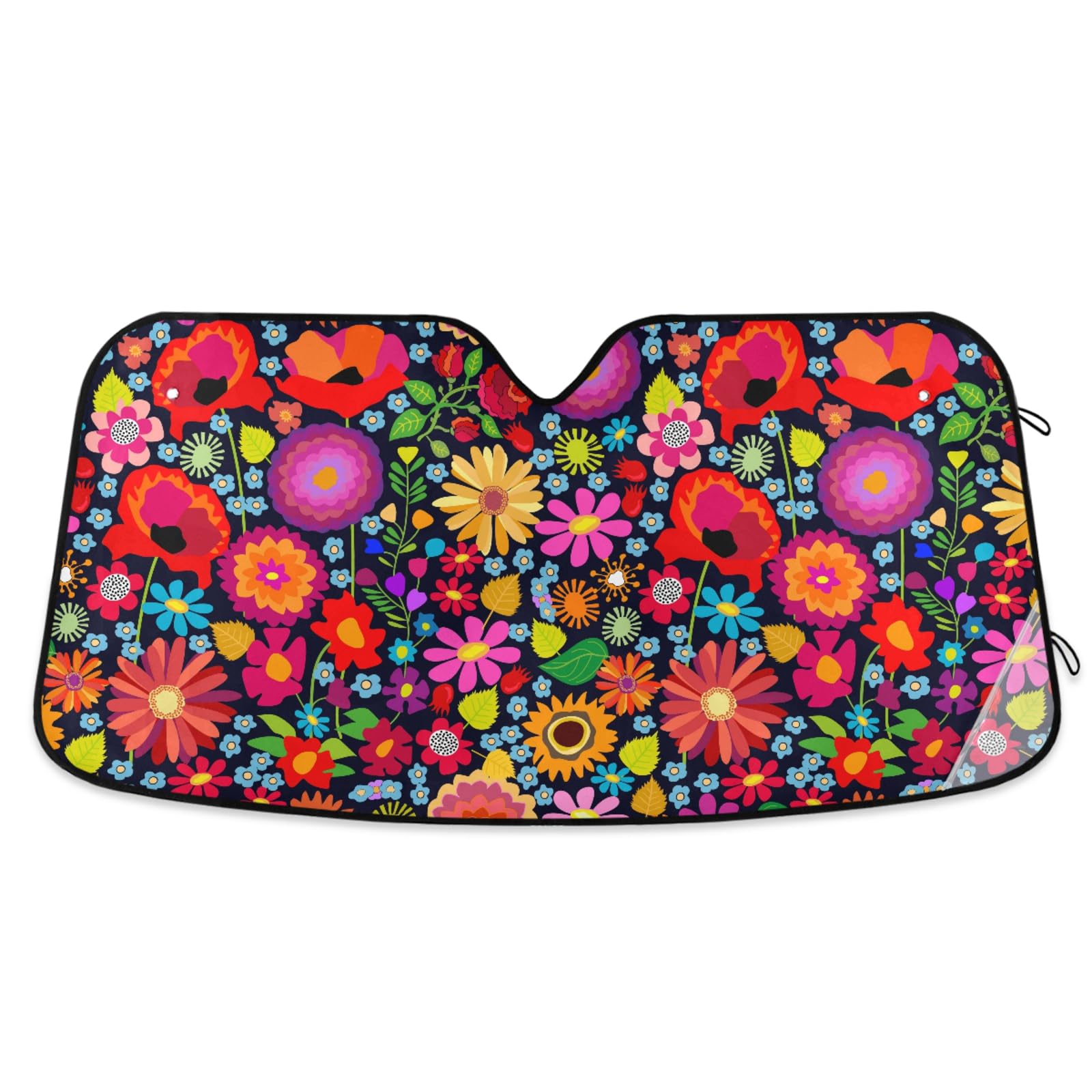 ALAZA Sunflower Daisy Poppy Flower Floral Windshield Sun Shade,Foldable Car Sun Shade for Front Windshield Sunshades Protector B
