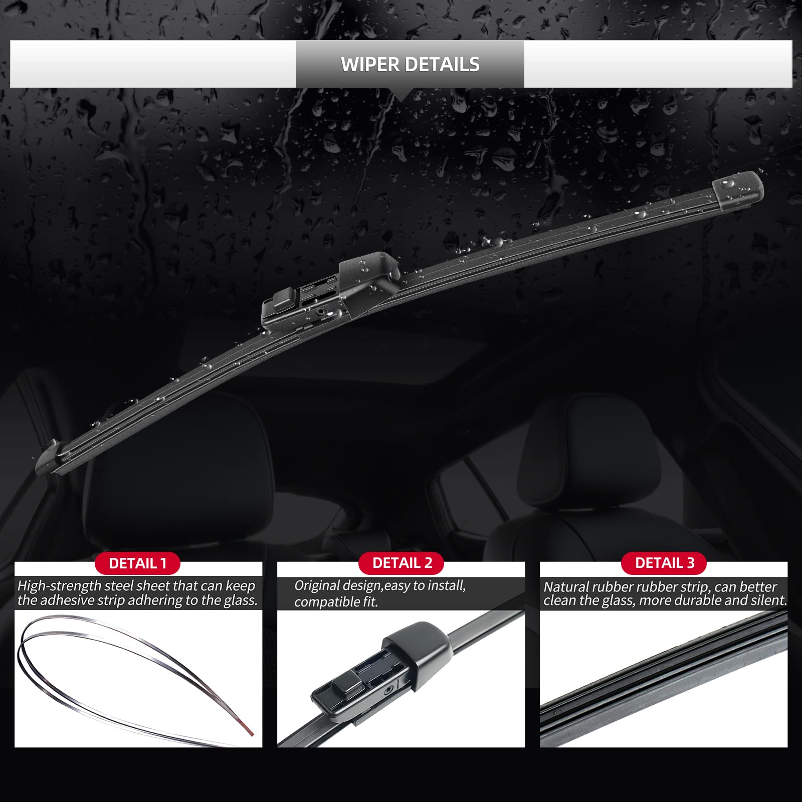 GARDIMU Rear Wiper Blade Assembly for Volkswagen Atlas 2018-2024, Durable Plastic, Includes Wiper Blades and Arm Set
