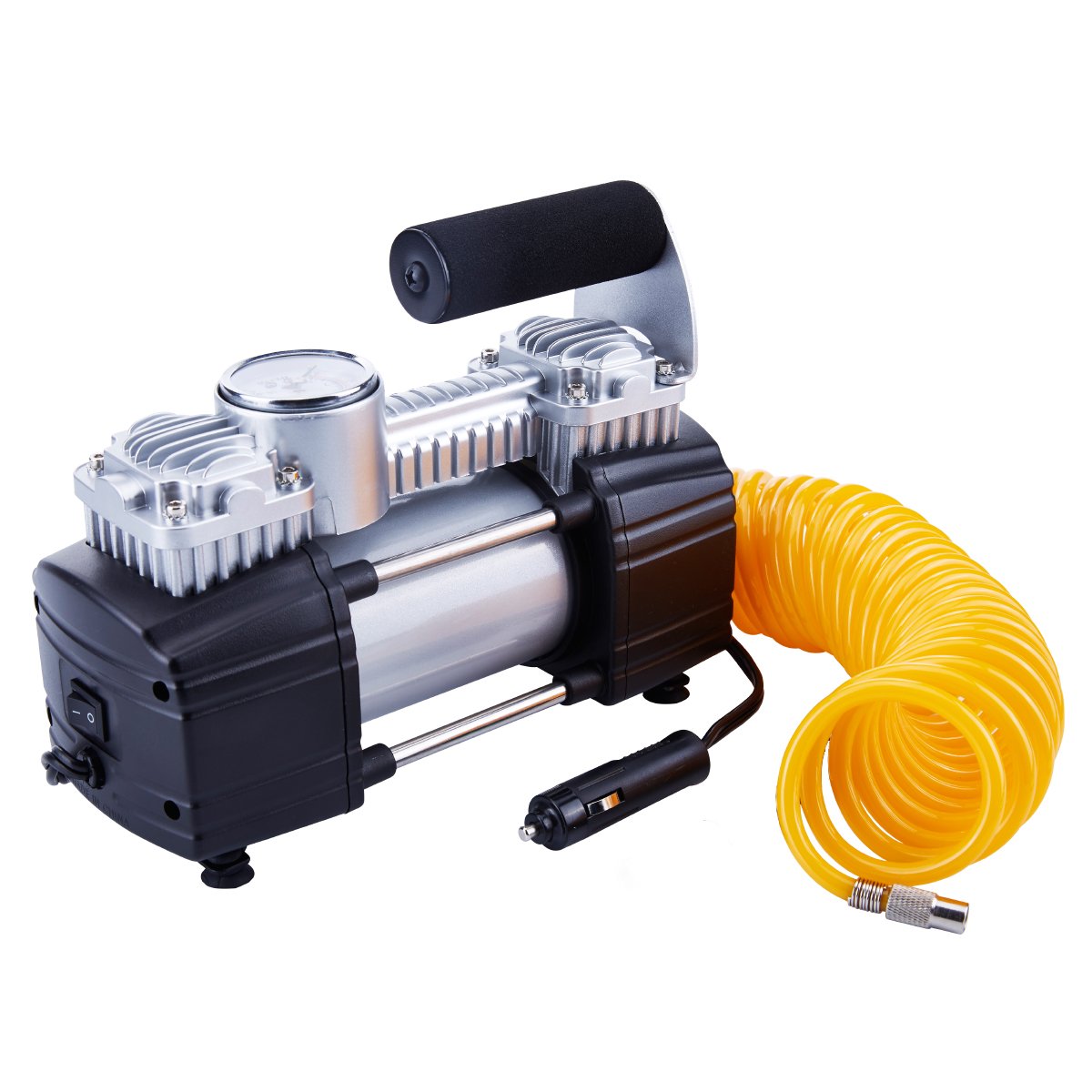 TIREWELL TW2003 Portable Tire Inflator Air Compressor 12V 150PSI with Gauge, Battery Clamp & 5M Hose for Car, SUV, Motorcycle, Bicycle