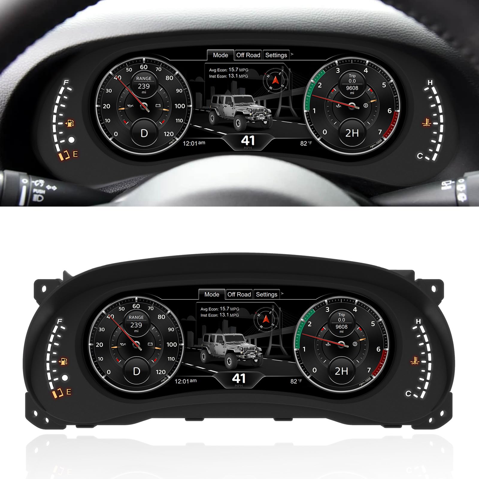 DASHEVO Digital Instrument Cluster Display, 12.3HD Screen 1920 * 720 Car Digital Cluster for Jeep Wrangler JK 2011-2017,Fast Boo