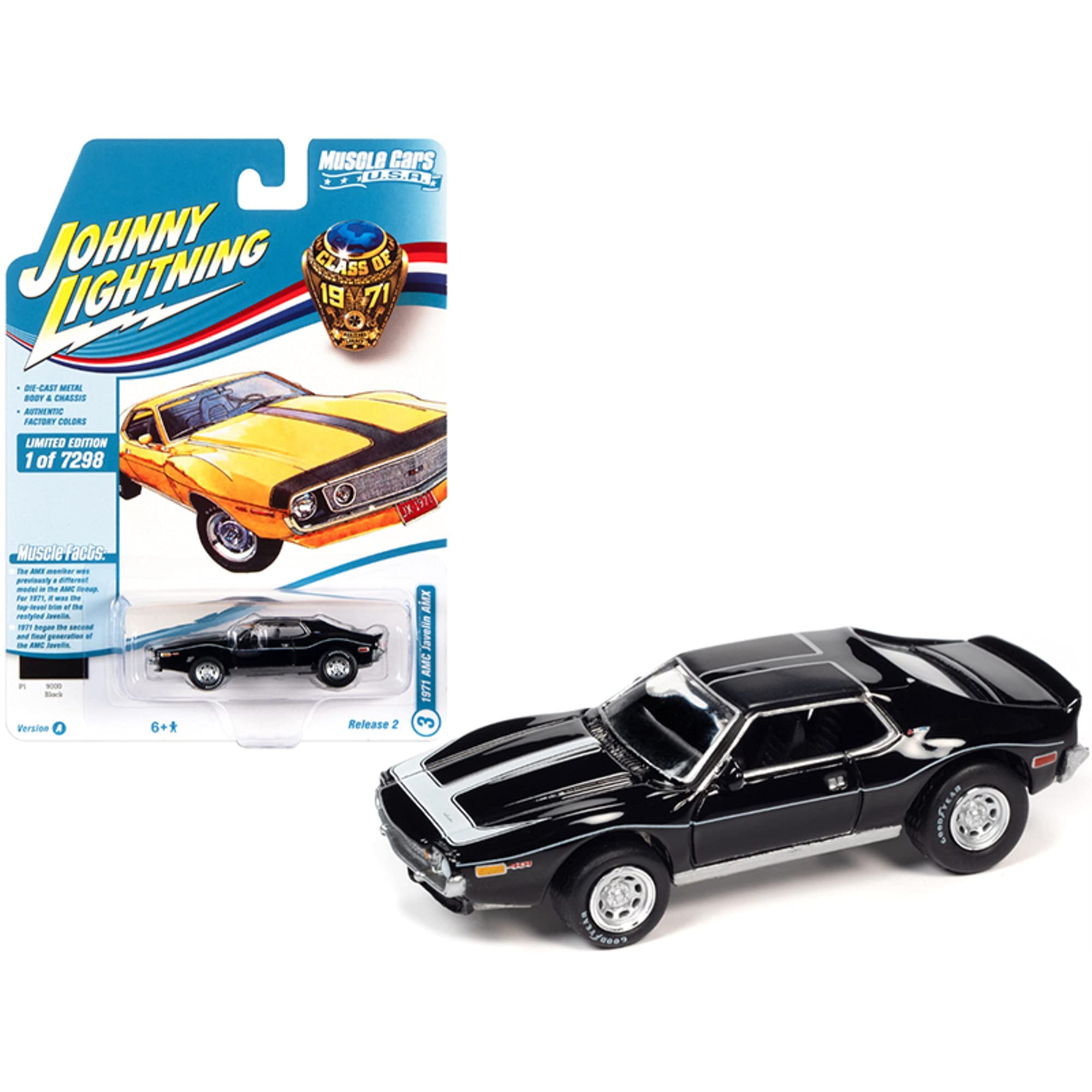 1971 Amc Javelin Amx Black With White Stripes ''Class Of 1971'' Limited Edition To 7298 Pieces Worldwide ''Muscle Cars Usa'' Ser