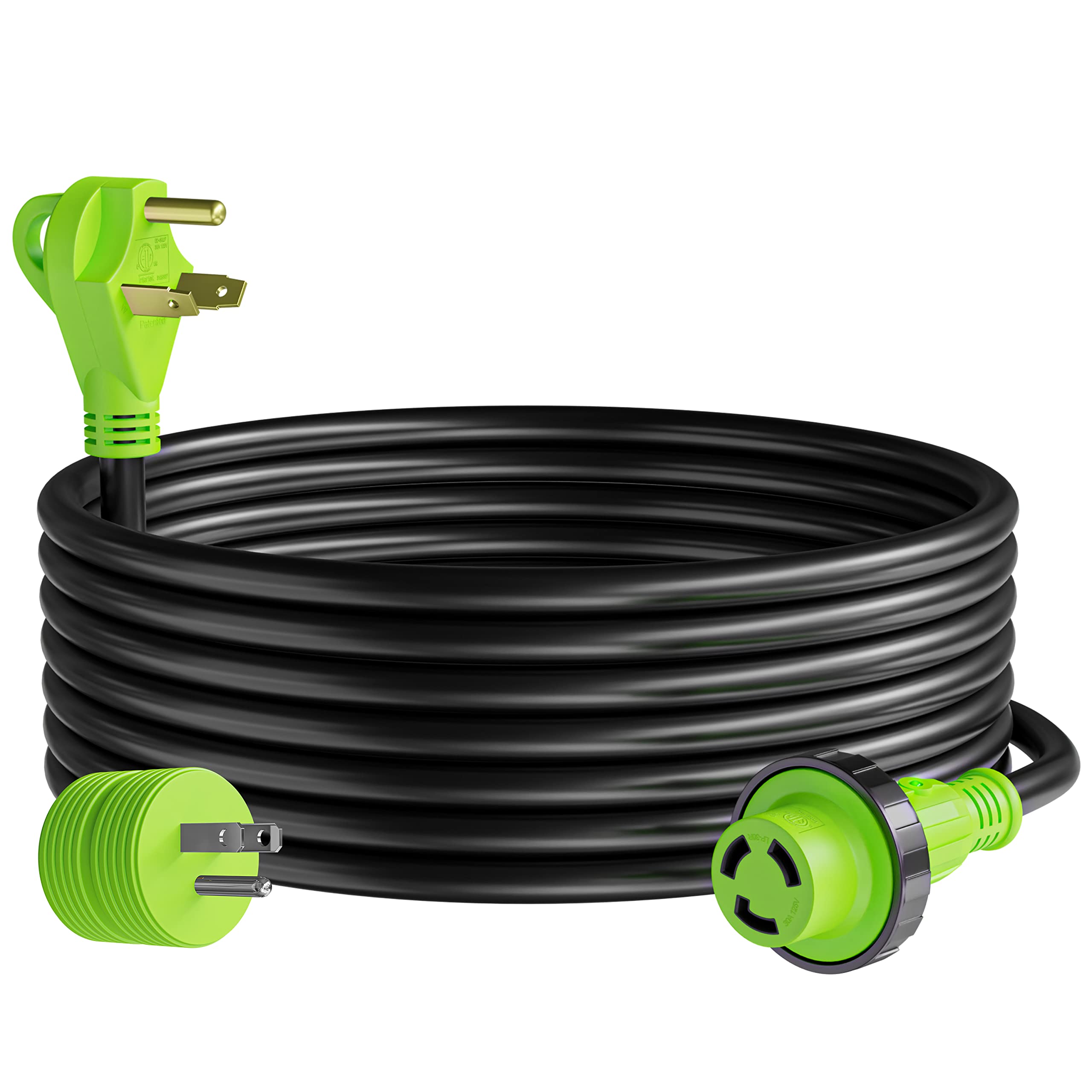 Leisure Cords 25' Power/Extension Cord with 30 AMP Male Standard/30 AMP Female Locking Adapter (30 Amp - 25 Foot)