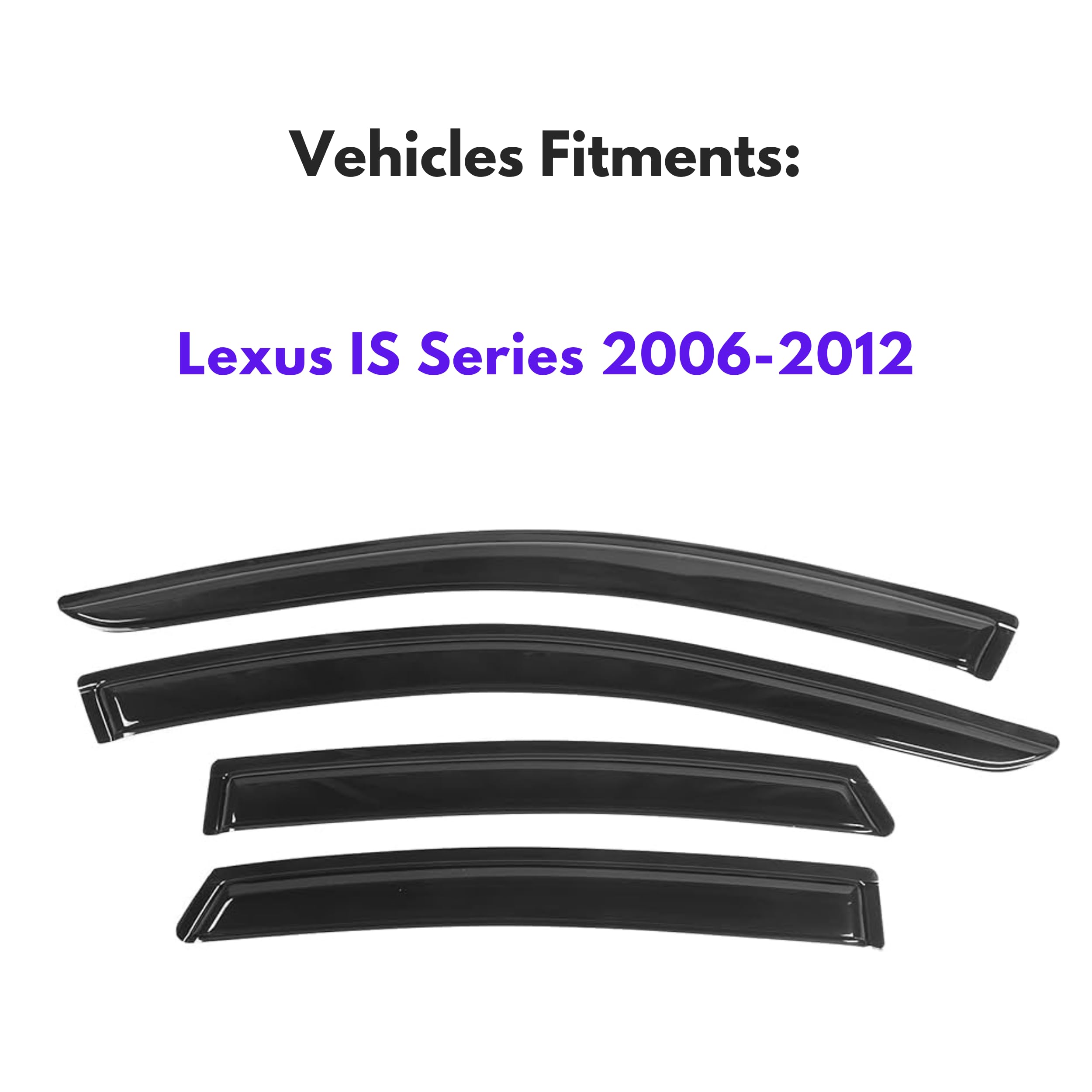Ig Window Visor For Lexus Is250 Is350 Isf 2006-2013, Rain Guard Tape-On Extra Durable Sun Wind Side Vent Window Deflector, 2006