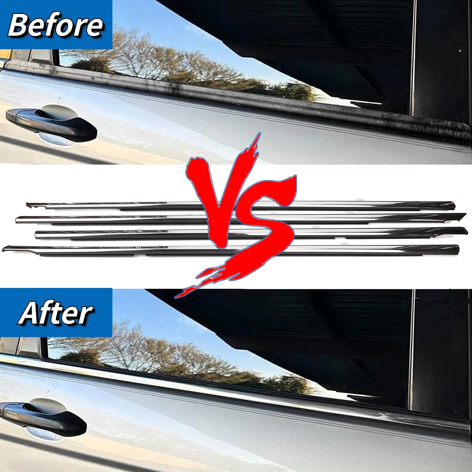 GEATaaT 4Pcs Weatherstrip Window Moulding Trim Seal for 2008-2012 Honda Accord, PVC/Polyurethane, Replaces #72410-TA0-A01