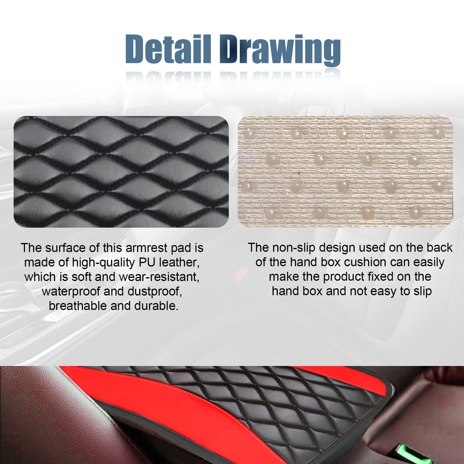 Car Center Console Cover, Universal Leather Waterproof Armrest Seat Box Cover Protector, Comfortable Car Decor Accessories Fit For Most Cars, Vehicles, Suvs-Red
