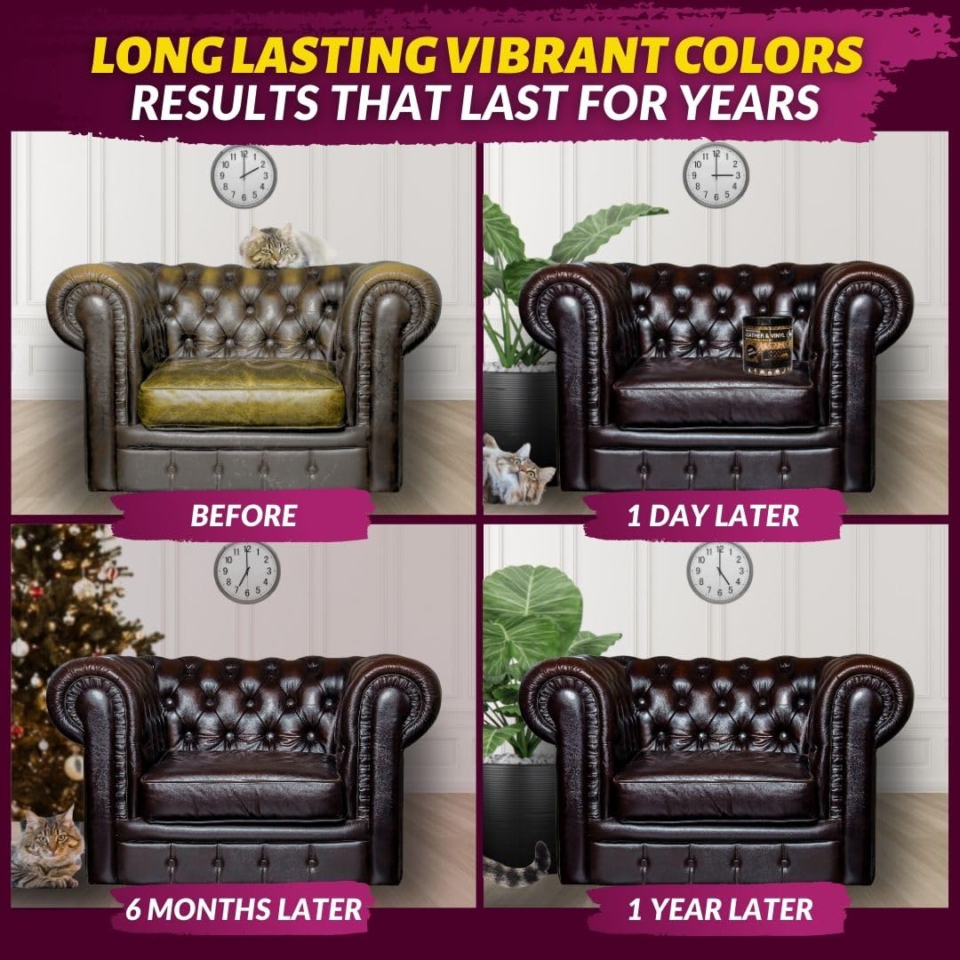 COCONIX Leather & Vinyl Recoloring Balm - Restore Faded Surfaces, Pure Black, Model LRB2PB