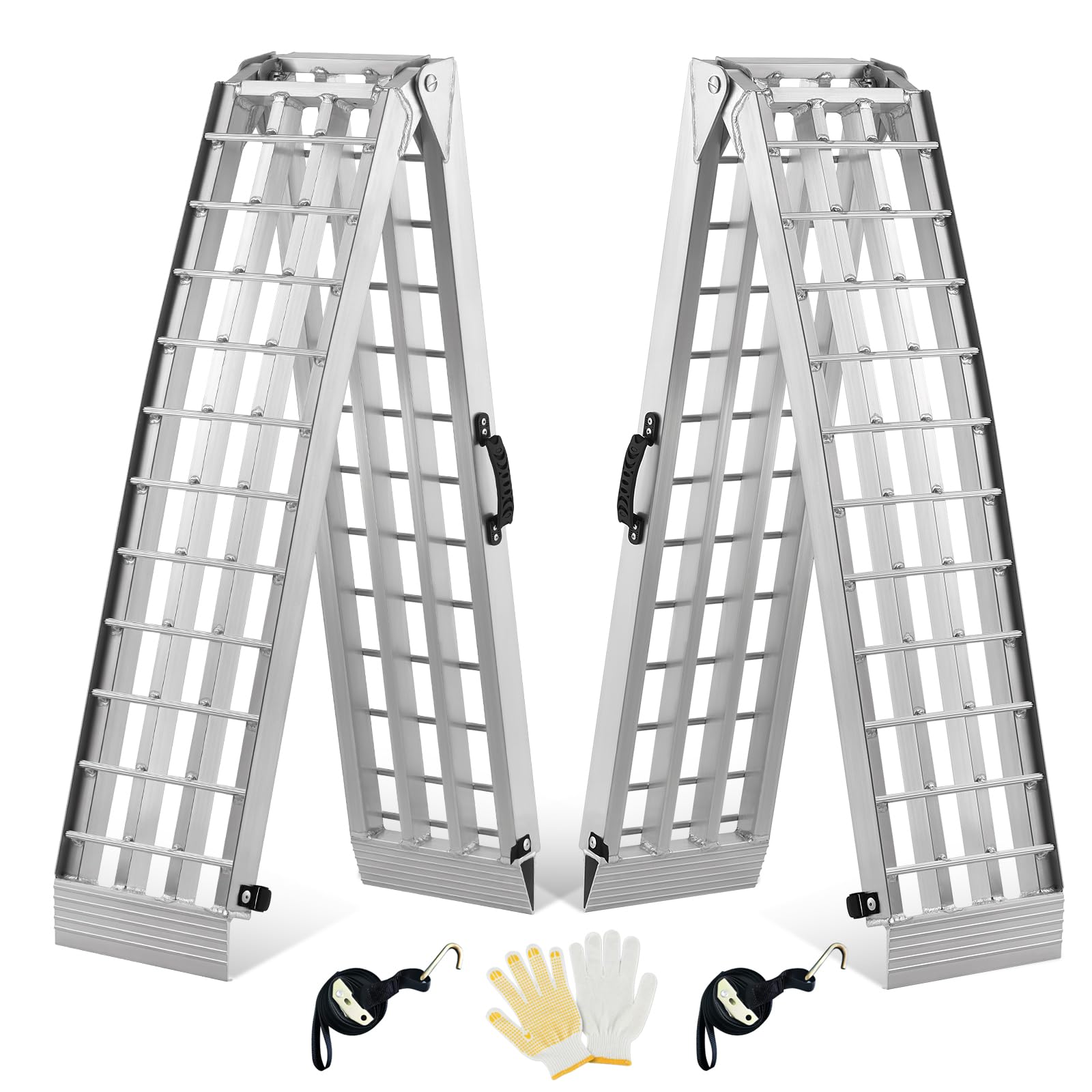 3000Lbs Heavy Duty Trailer Ramps, Gardhom 2Pc 7.5' Aluminum Foldable Pickup Truck Loading Ramps For Atv Utv Snow Blower Ramps Wi