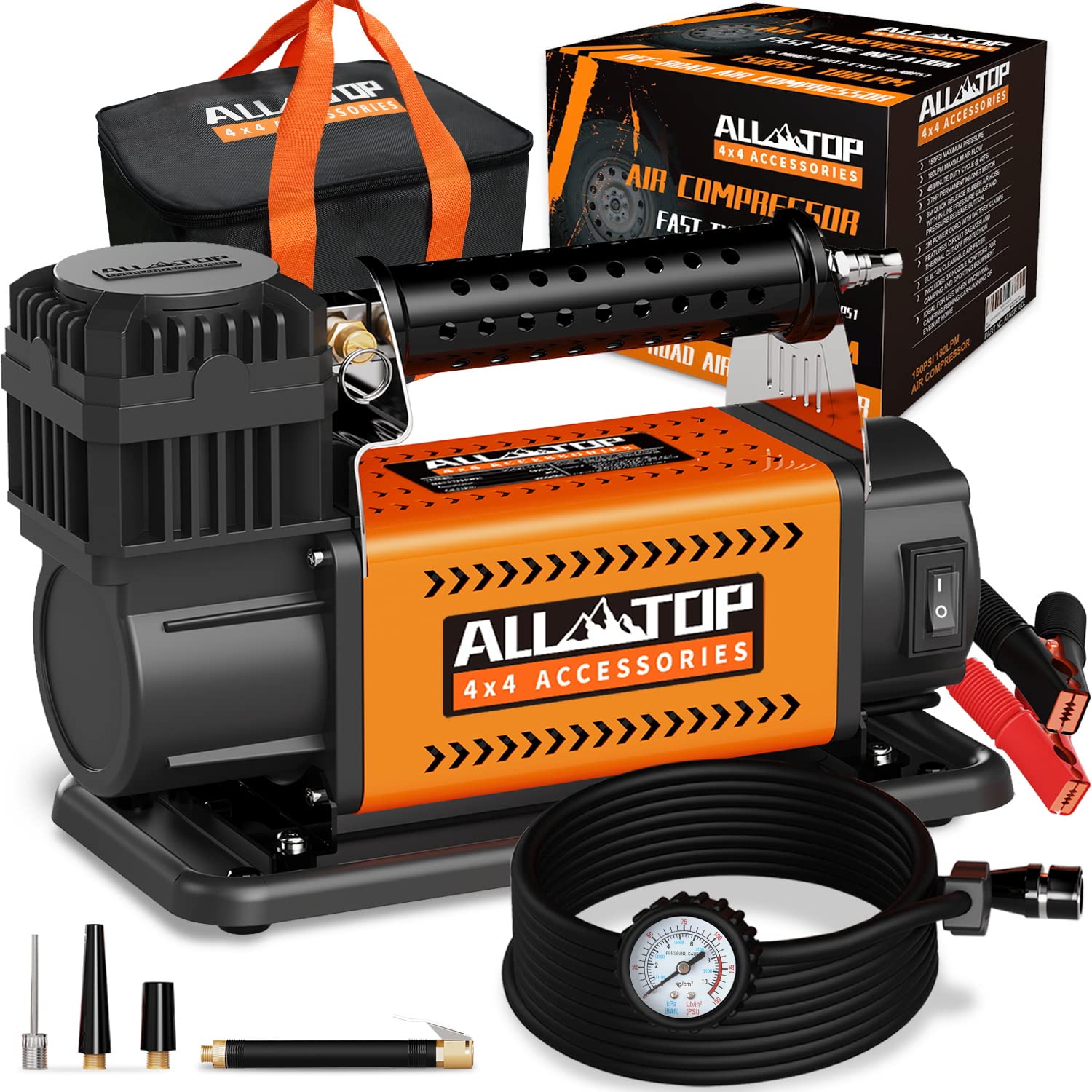 All-Top Air Compressor Kit, 12V Portable Inflator 7.06Cfm, Offroad Air Compressor For Truck ,Air Pump For Car Heavy Duty, Max 15