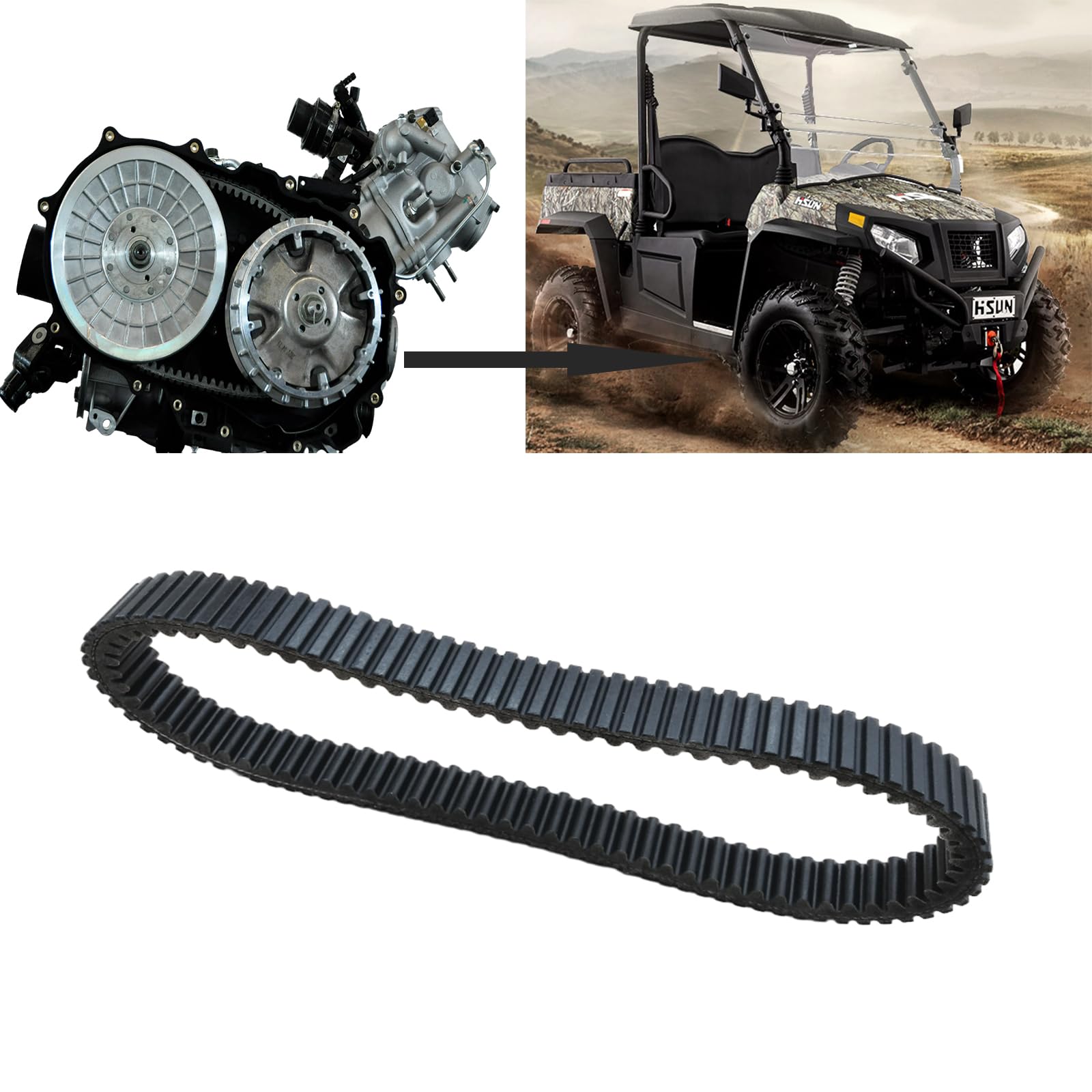 QYMOTO Hisun 550 Drive Belt for Sector 450-750, Axis 500-700, Black