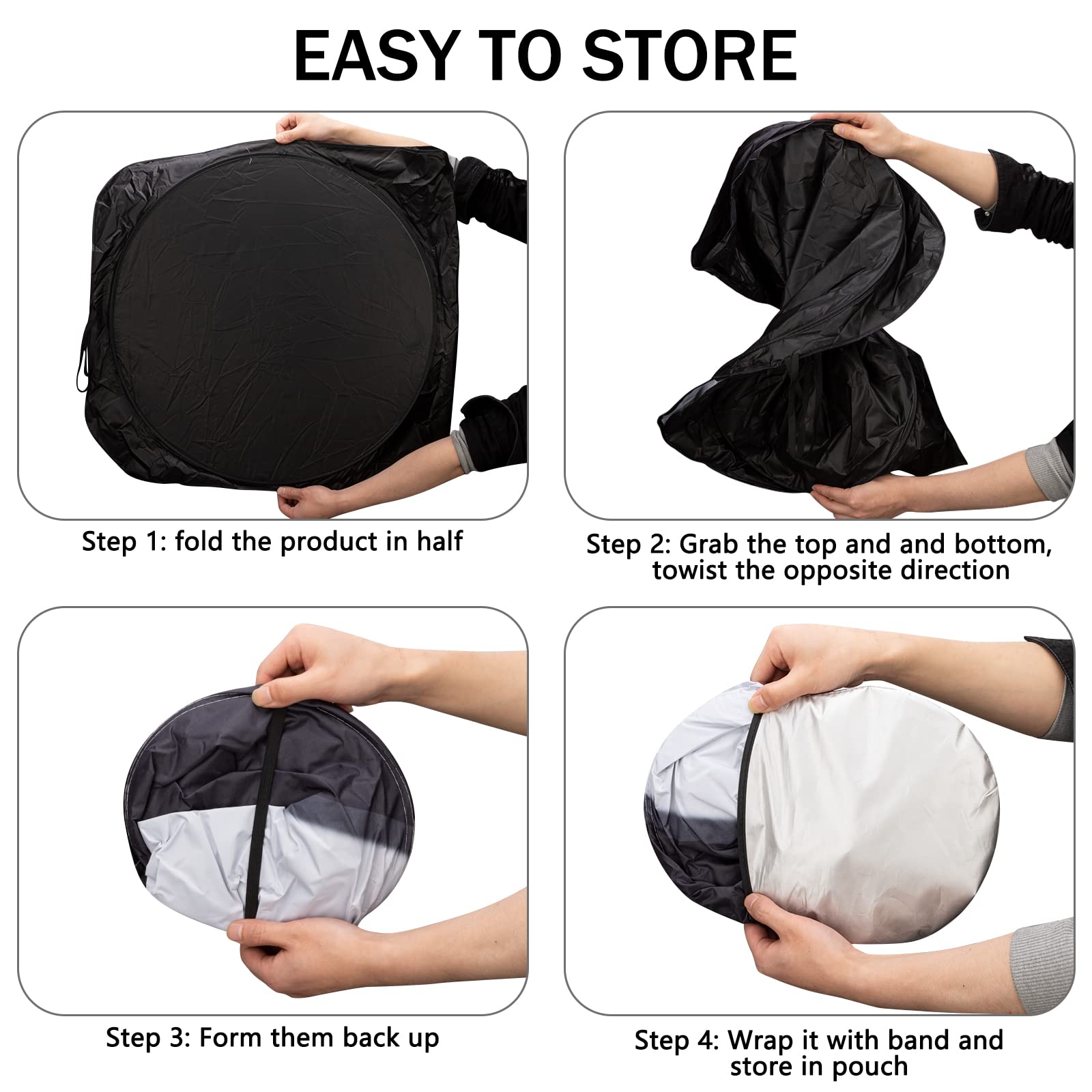 Eygeufg Car Windshield Sun Shade, Funny Eyes Design, Foldable 59"x27.5"/63"x31.5", Wear-Resistant Polyester, Eyes-Black