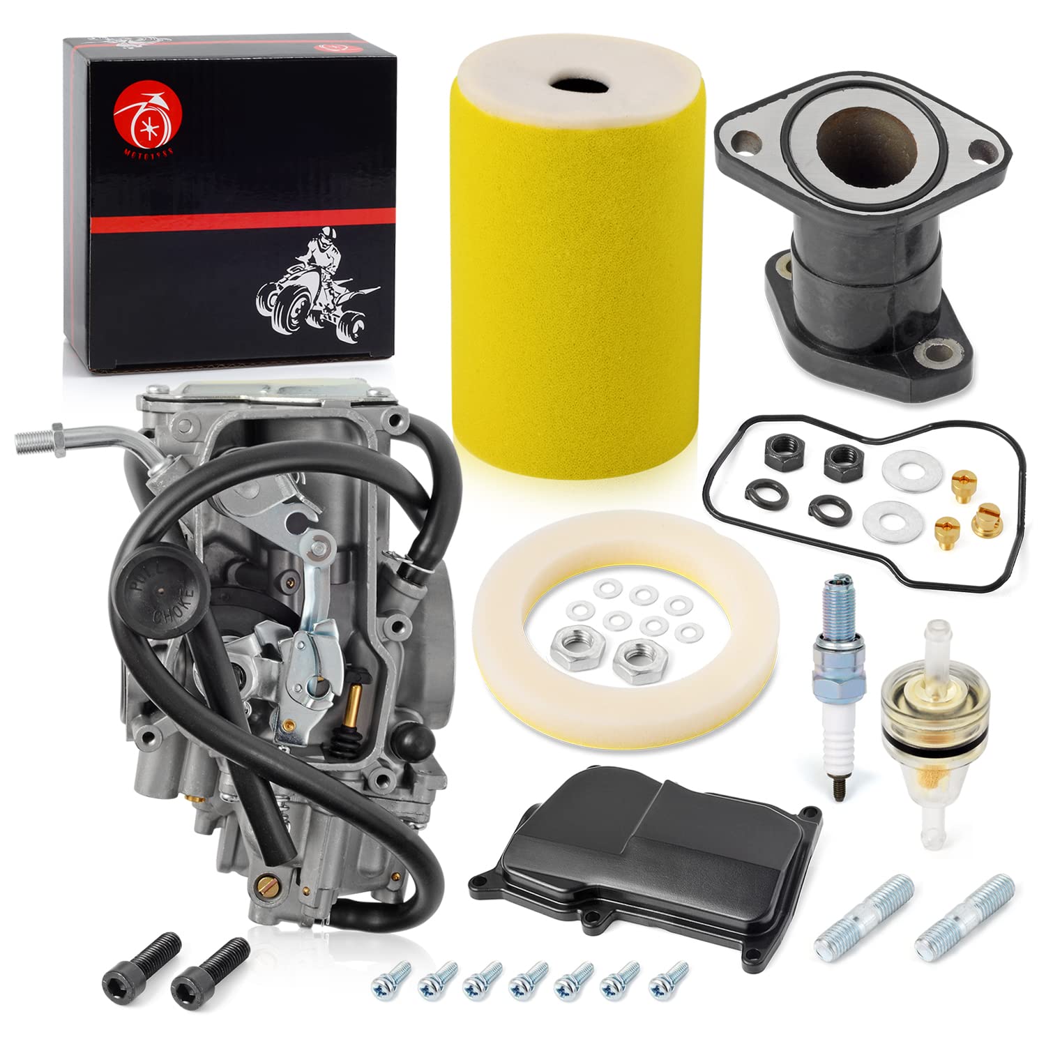 MOTO1988 Carburetor Carb & Air Filter for YAMAHA Big Bear 350 & Kodiak 400, Model 2VA-14101-01-00, Fits 1987
