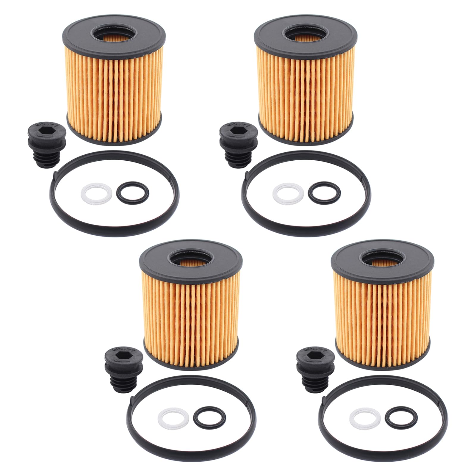ApplianPar Pack of 4 Engine Oil Filter with Seals for Hyundai Elantra 2021-2023, Sonata 2020-2022, Kona 2022-2023 Replace 26320-