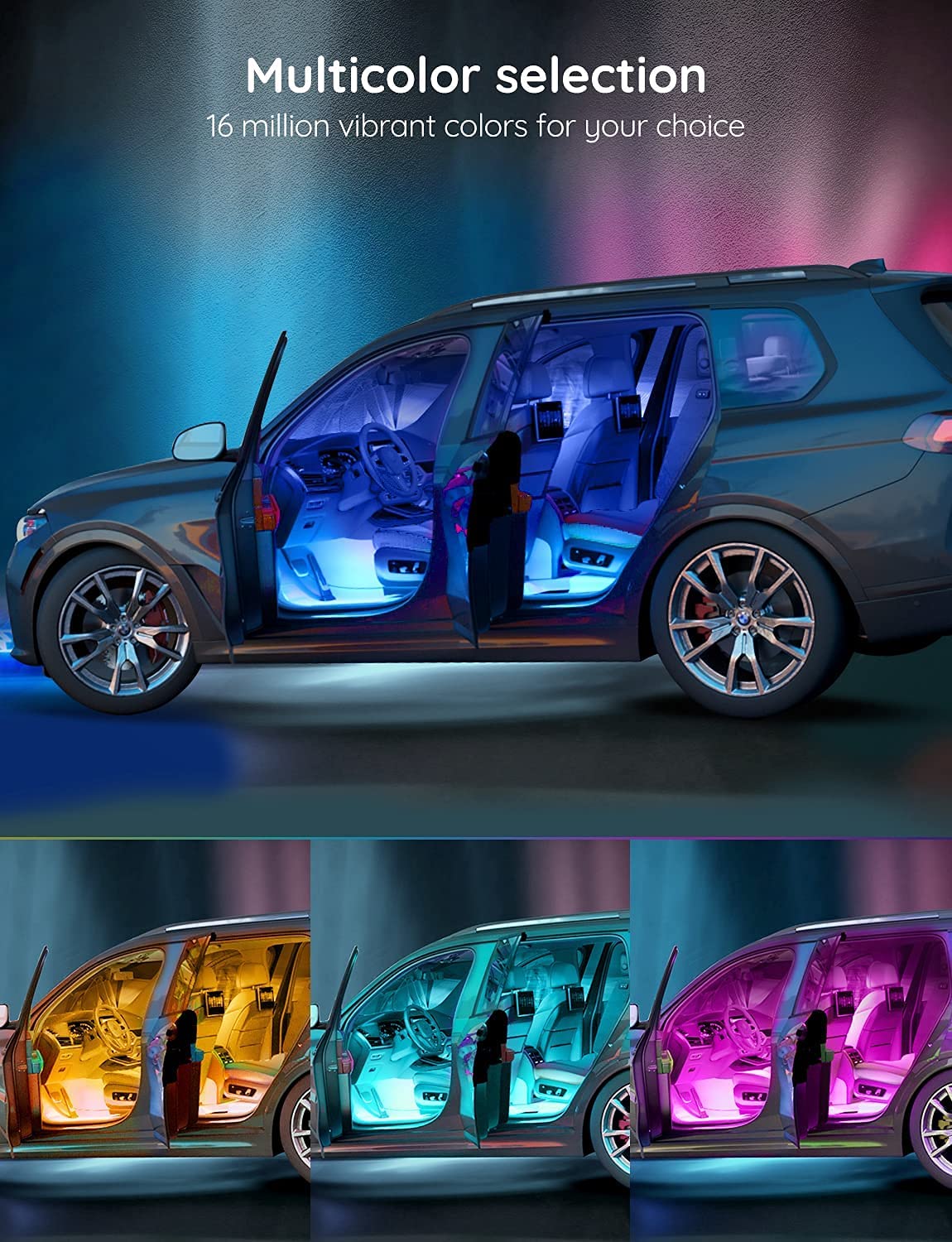 Govee Car Led Lights, Smart Interior Lights With App Control, Rgb Inside Car Lights With Diy Mode And Music Mode, 2 Lines Design