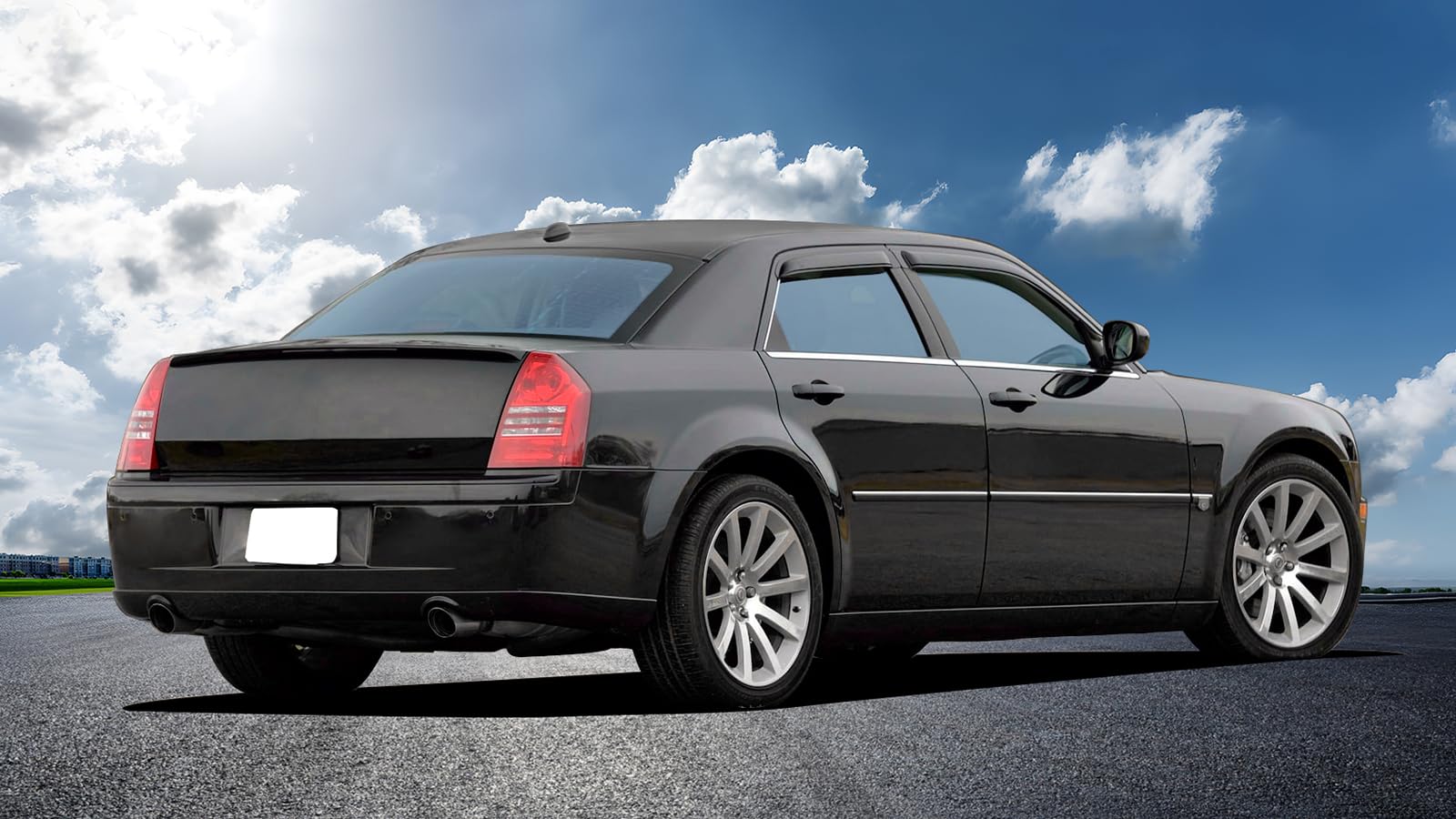 IKON MOTORSPORTS, Tape on External Window Visors Compatible with 2005-2010 Chrysler 300, 2005-2008 Dodge Magnum, Slim Style Acry