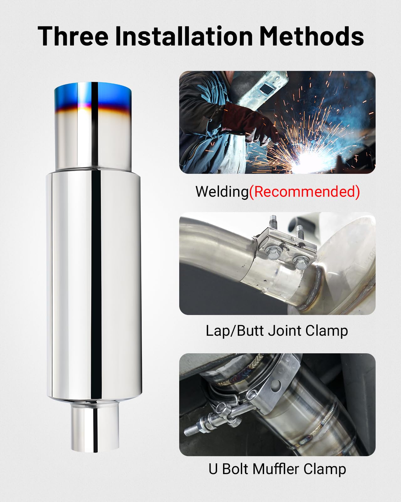 EVIL ENERGY Exhaust Muffler - Stainless Steel Tip, 18.5" Length, 2.5" Inlet, 4" Outlet, Burnt Color, Model ES00135-HW