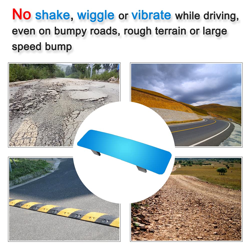 (Upgrade) Skycrophd Anti Glare Rear View Mirror Frameless Car Interior Rearview Mirror Panoramic Wide Angle To Eliminate Blind Spots - Convex,11.8In (Blue)