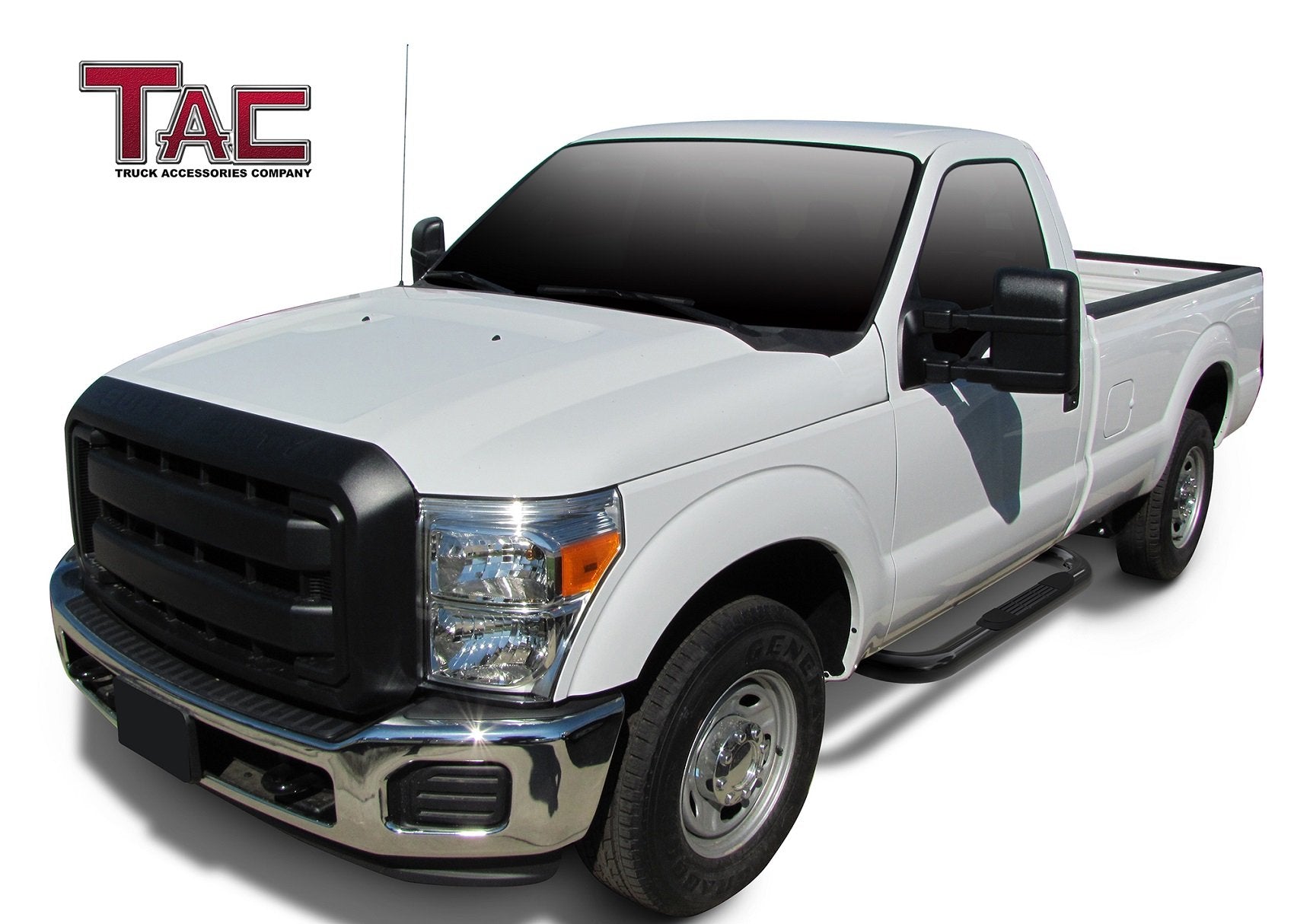 TAC Side Step Fit 2015-2024 Ford F150 Regular Cab | 2017-2024 Ford F250/F350/F450/F550 Super Duty Regular Cab 3'' Black Nerf Bar
