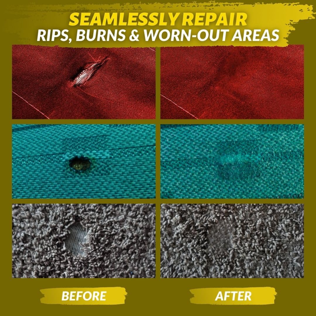 COCONIX Fabric & Carpet Repair Kit - Fix Cigarette Burns & Rips, Easy Color Match, Clear