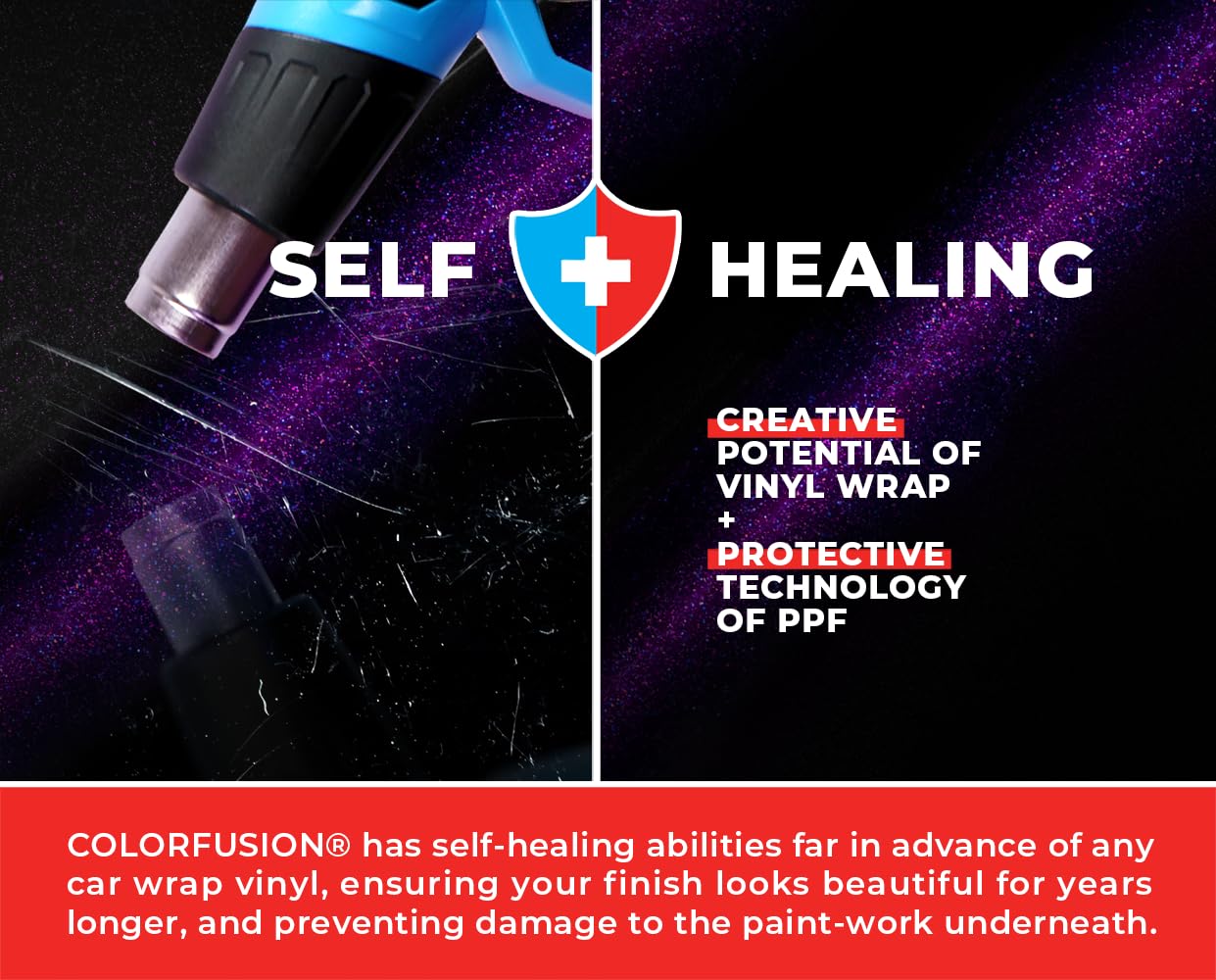 VViViD ColorFusion PPF Vinyl Car Wrap - Gloss Cosmic Purple, 1ft x 5ft, Polyurethane (PU), Model VV-CLRFUS-GLCOSMICPUR