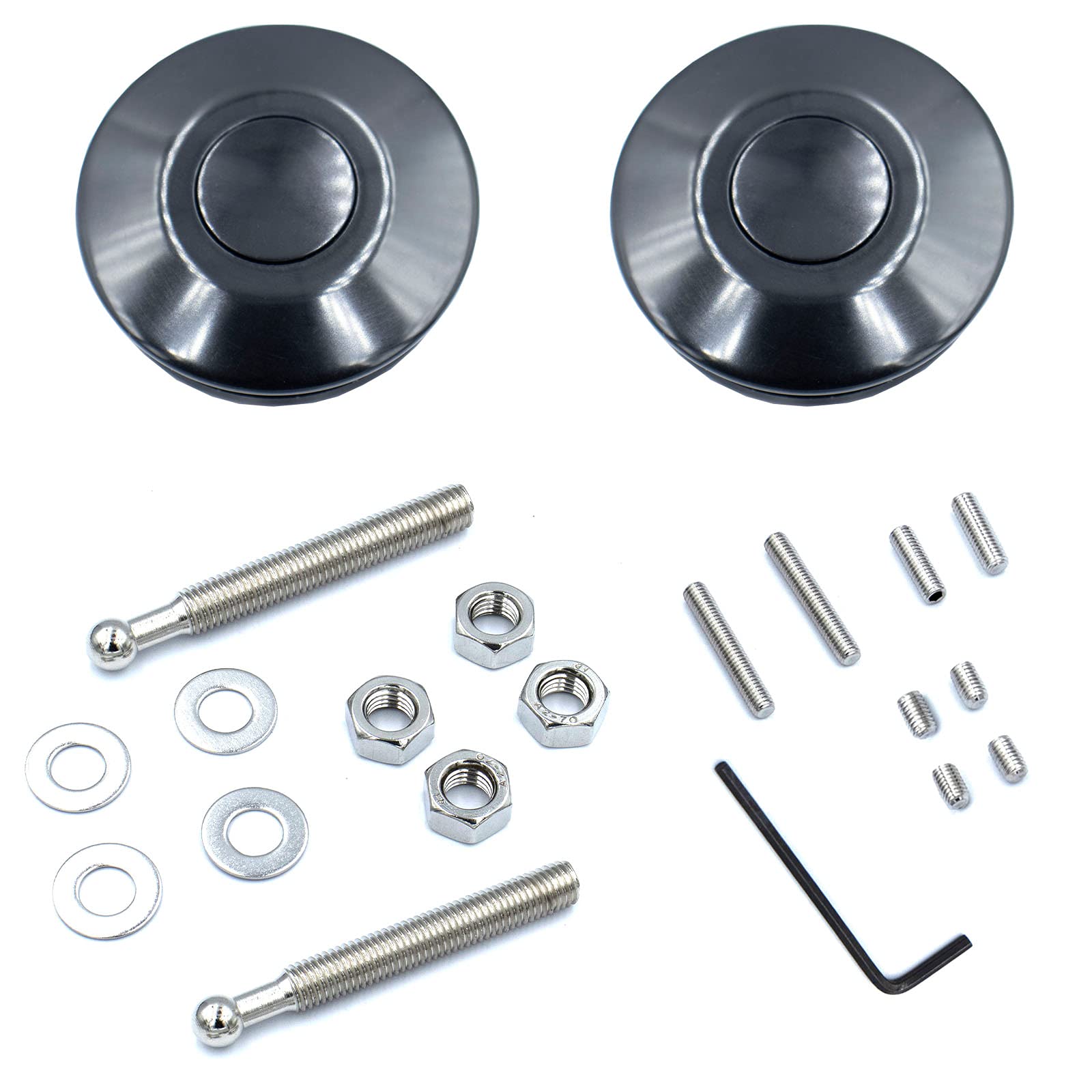 Woopeey Black Aluminum 2.44 inches Diameter Universal Quick Latch Hood Pins, Quick Release Latch Push Button,Quick Release Hood Cap Pin Lock Clip Kit for Hood Bumper or DIY -Like New