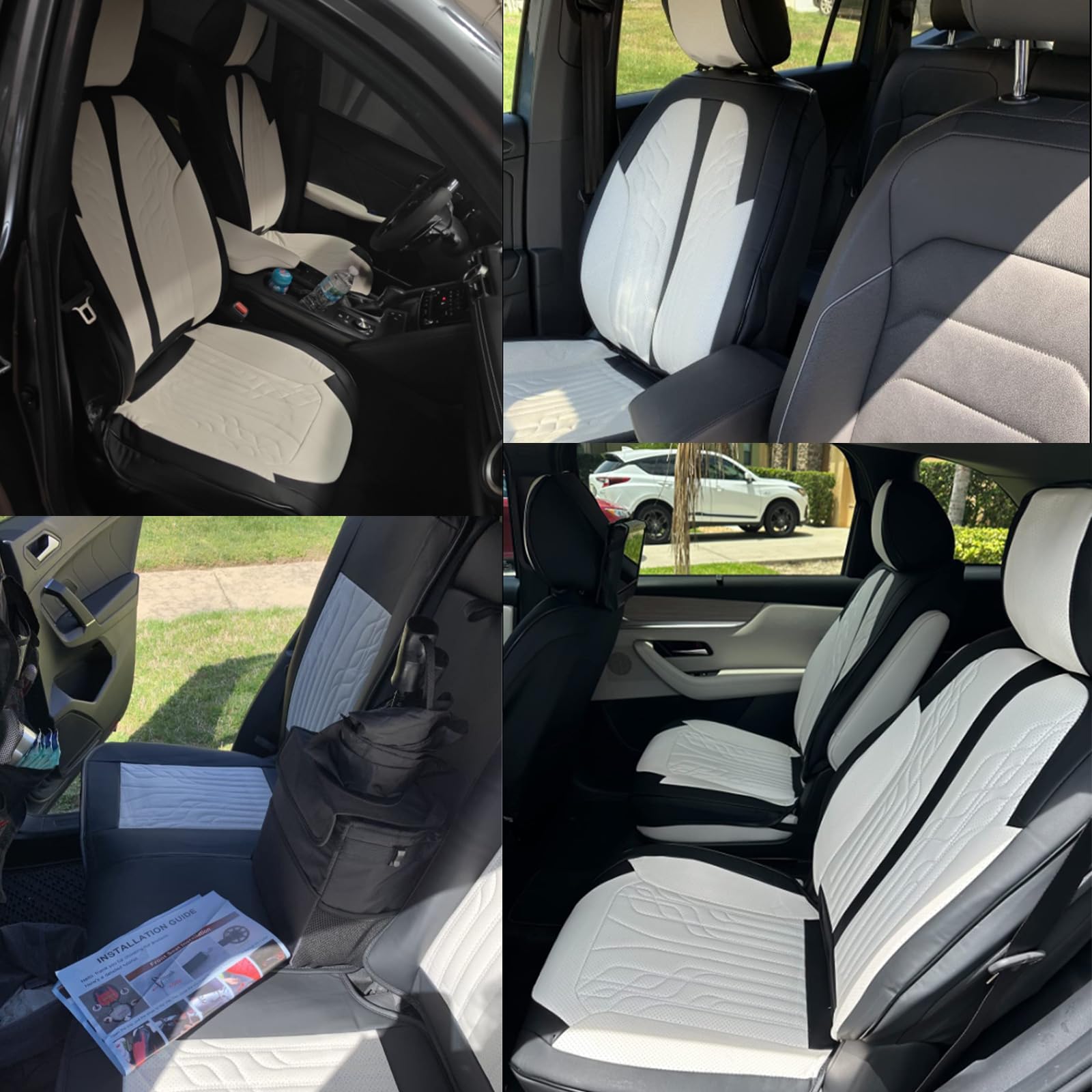 Ttmiku Leather Car Seat Cover Full Set Breathable Nappa Leather Seat Covers For Cars Suv Universal Automotive Seat Covers Fit Fo