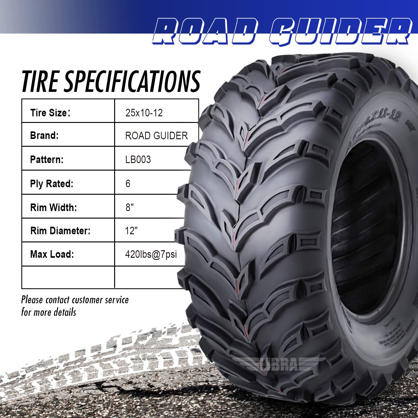 Roadguider Atv/Utv Tires 25X10-12 25X10X12 6Pr- Set 2-10273