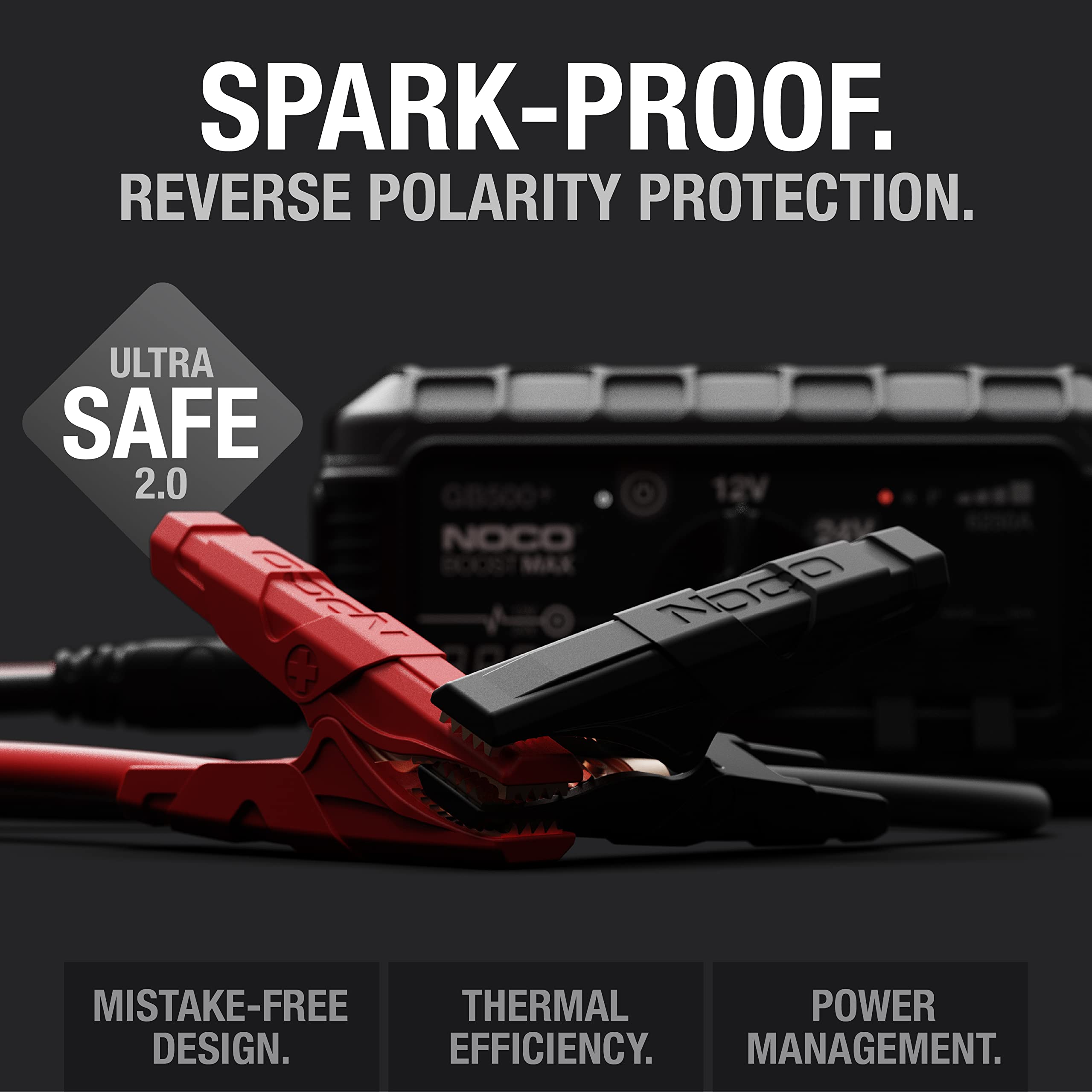 Noco Boost Max Gb500 6250 Amp 12-Volt And 24-Volt Ultrasafe Portable Lithium Jump Starter Box, Battery Booster Pack, And Commercial Jumper Cables For Gasoline And Diesel Engines Up To 45-Liters