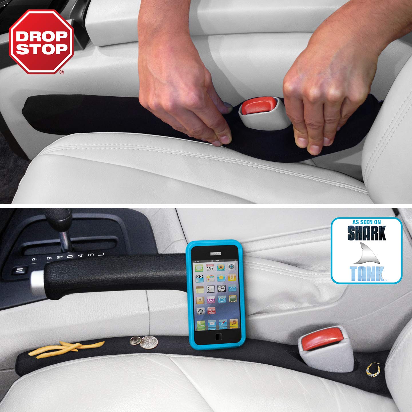 Drop Stop  The Original Patented Car Seat Gap Filler (As Seen On Shark Tank)  Between Seats Console Organizer, Set of 2 and Sl